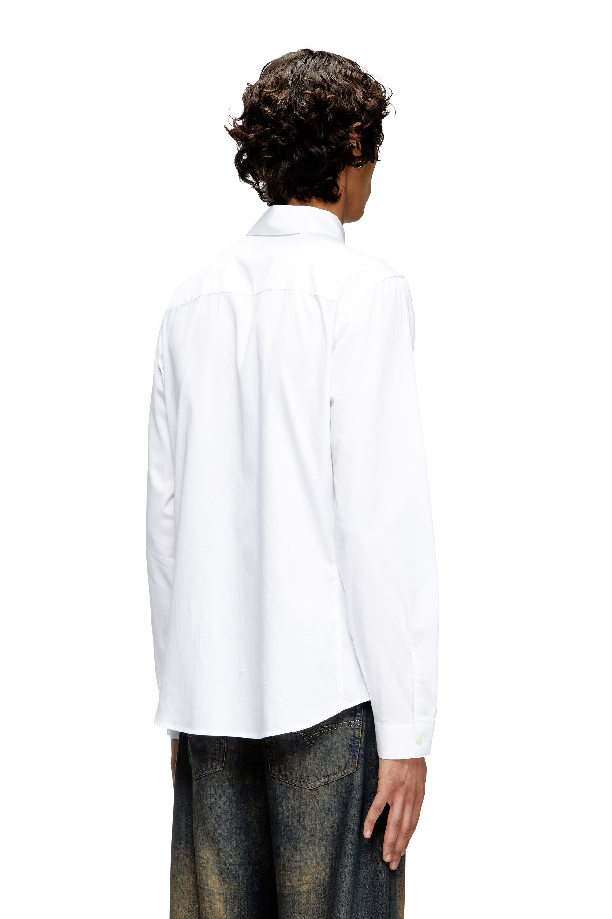 Diesel - S-FITTY-QFAV, Camicia con logo Oval D ricamato Uomo in Bianco - 4