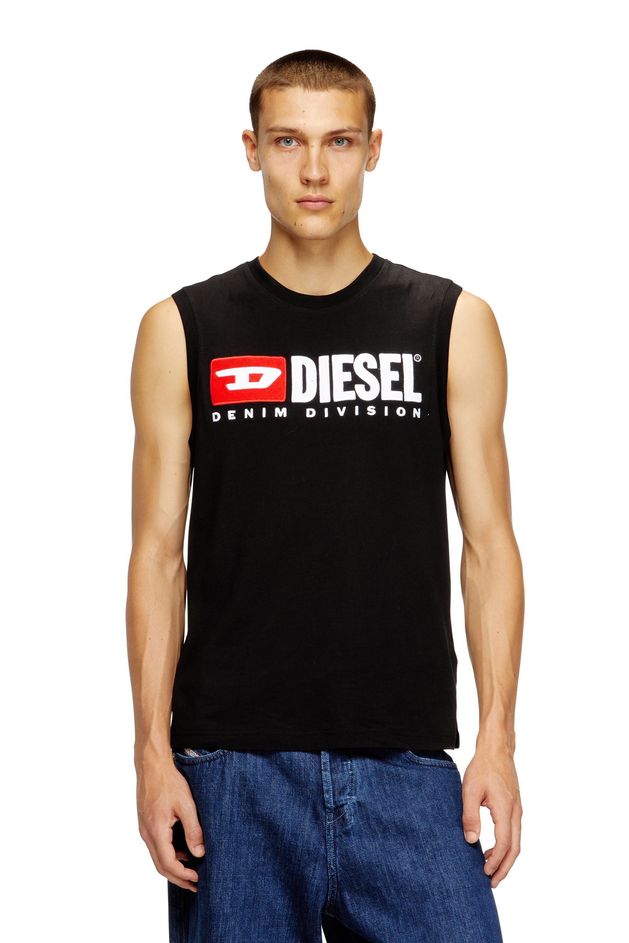 Diesel - T-ISCO-DIV, Canotta con stampa logo sul petto Uomo in Nero - 3