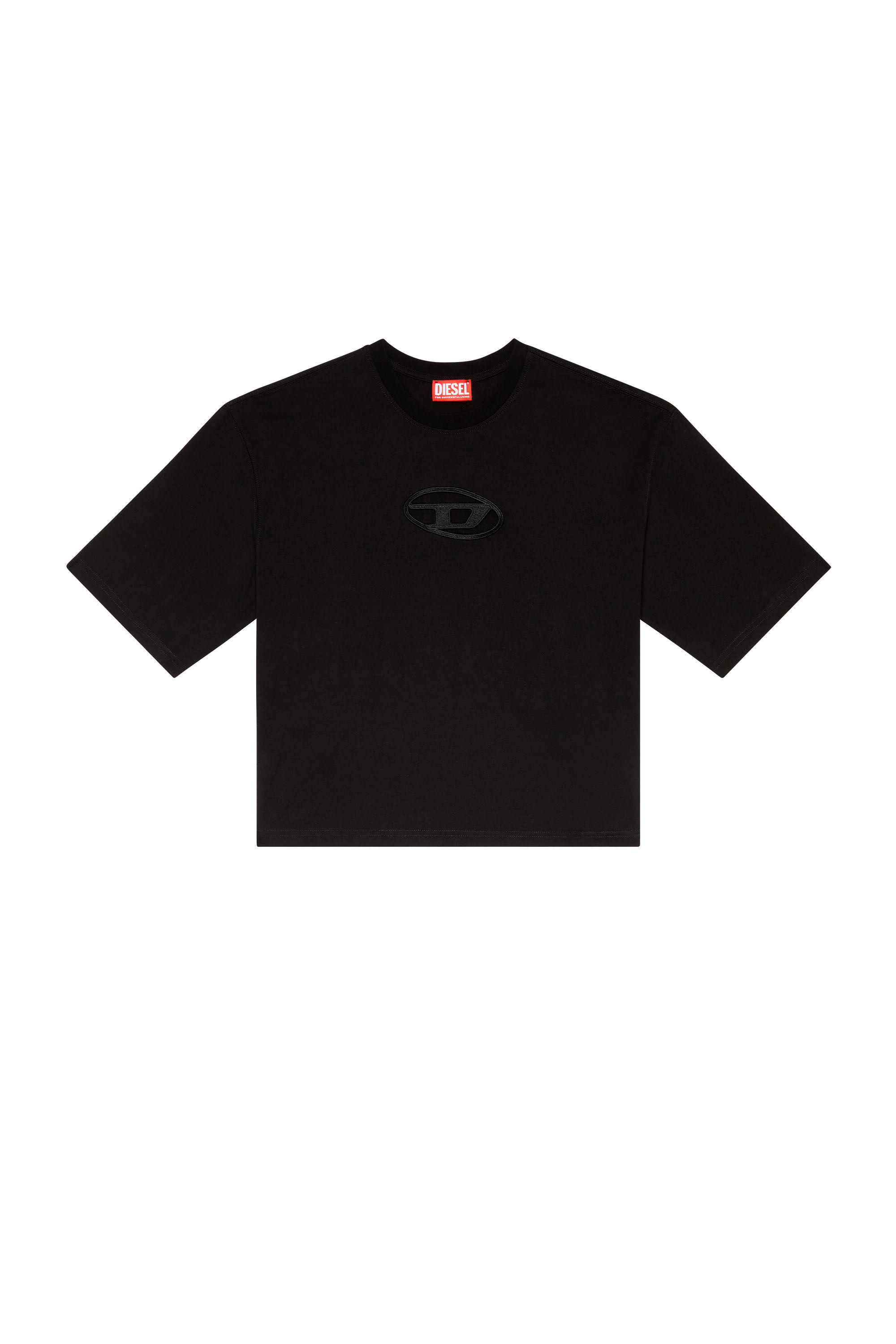 T shirt Boxy donna con D ricamata Nero Diesel