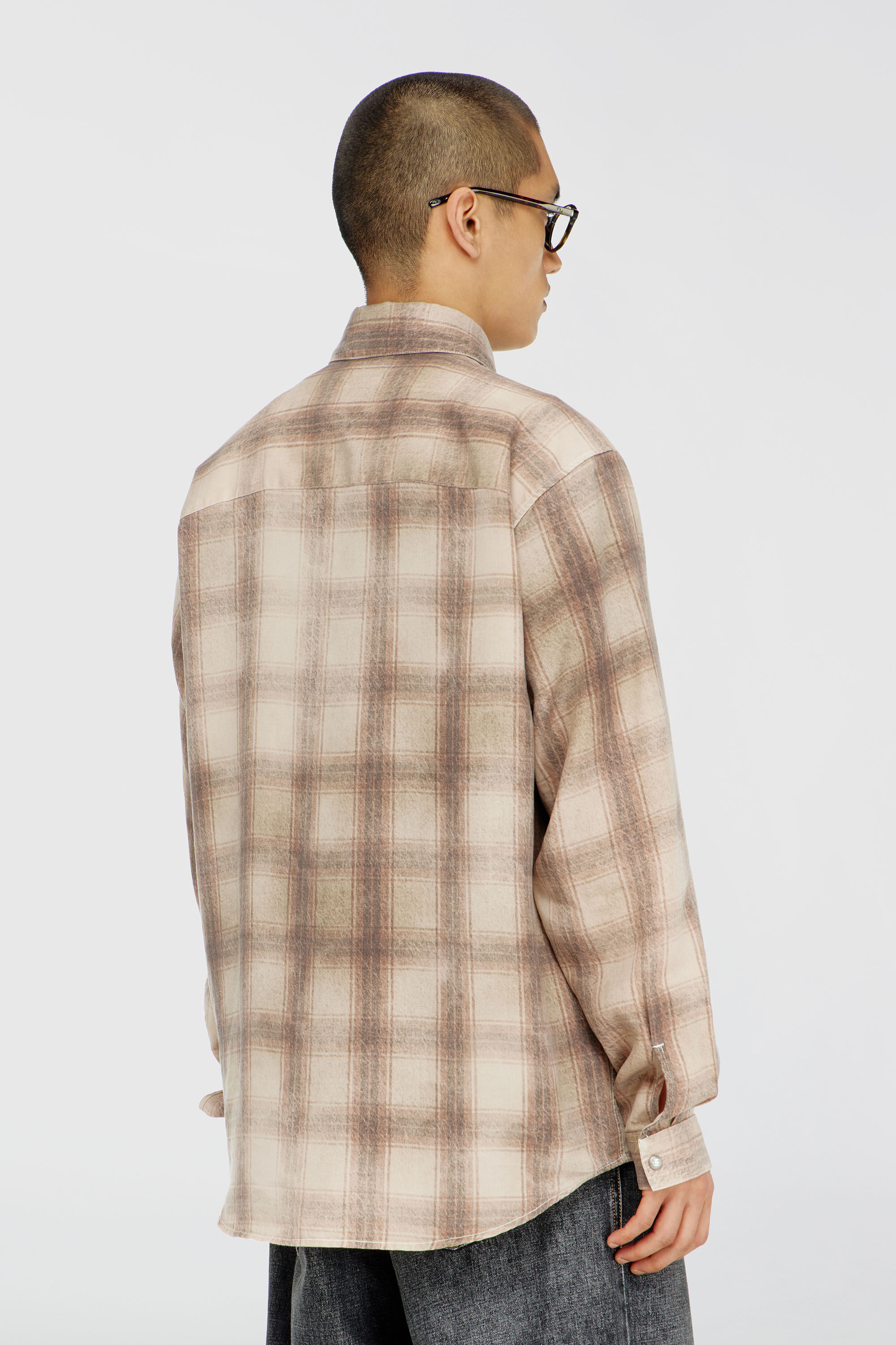 Diesel - S-SIMPLY-JMCM, Camicia a quadri in tessuto fluido Uomo in Marrone - 4