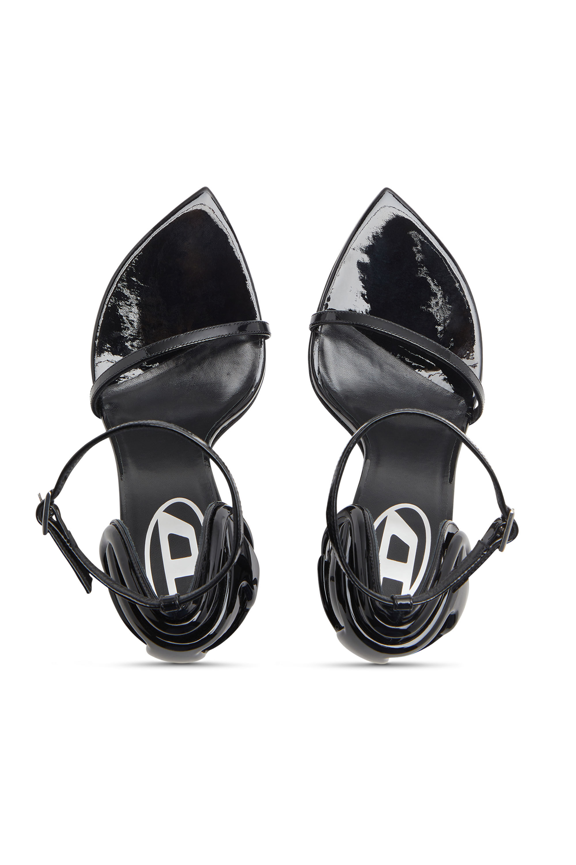 Diesel - D-TEN&HALF SANDAL, D-Ten&Half-Sandalo a stiletto in vernice e raso Donna in Nero - 5