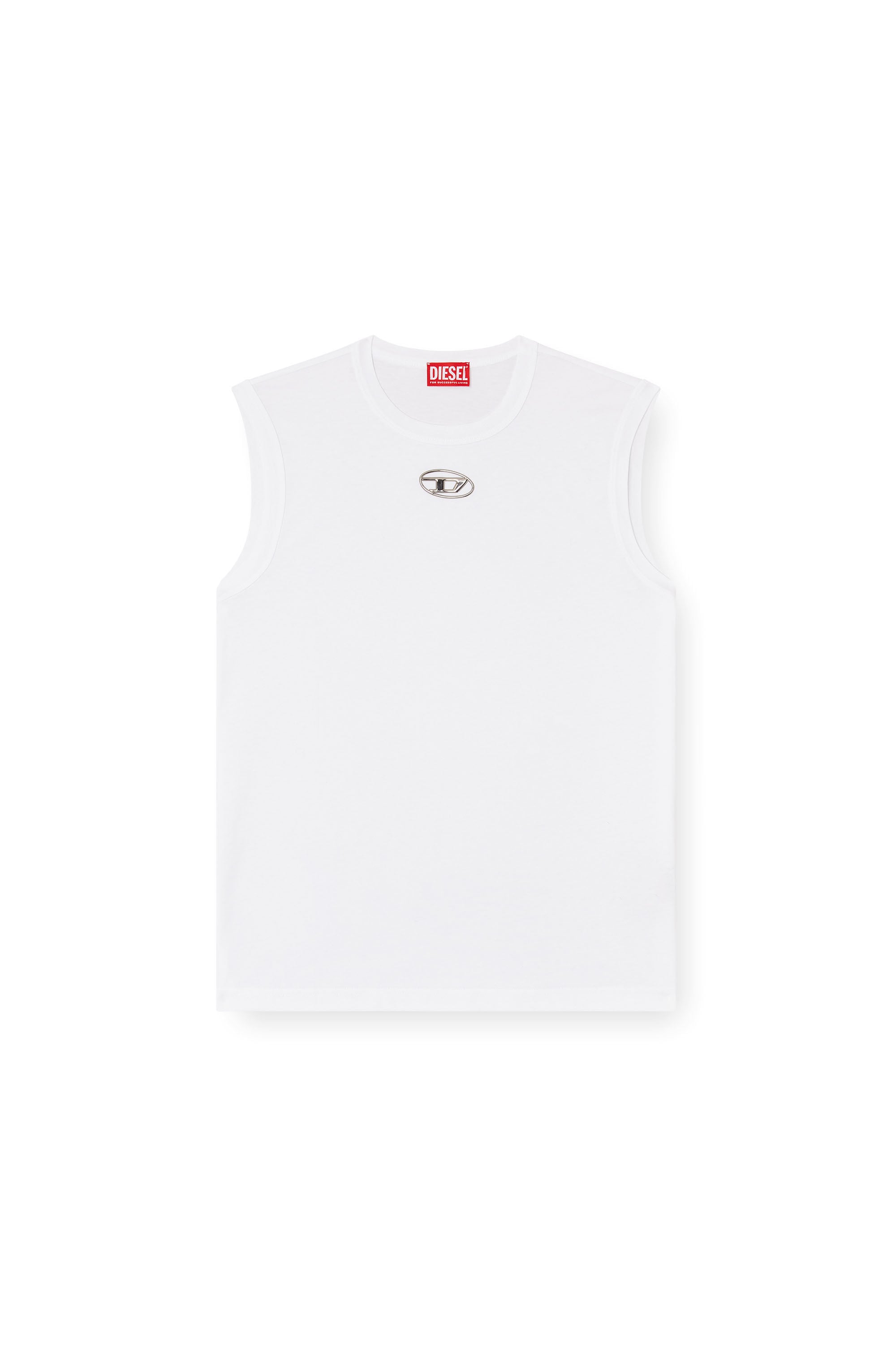 Diesel - T-BISCO-OD, Canotta con Oval D metallizzato Uomo in Bianco - 2