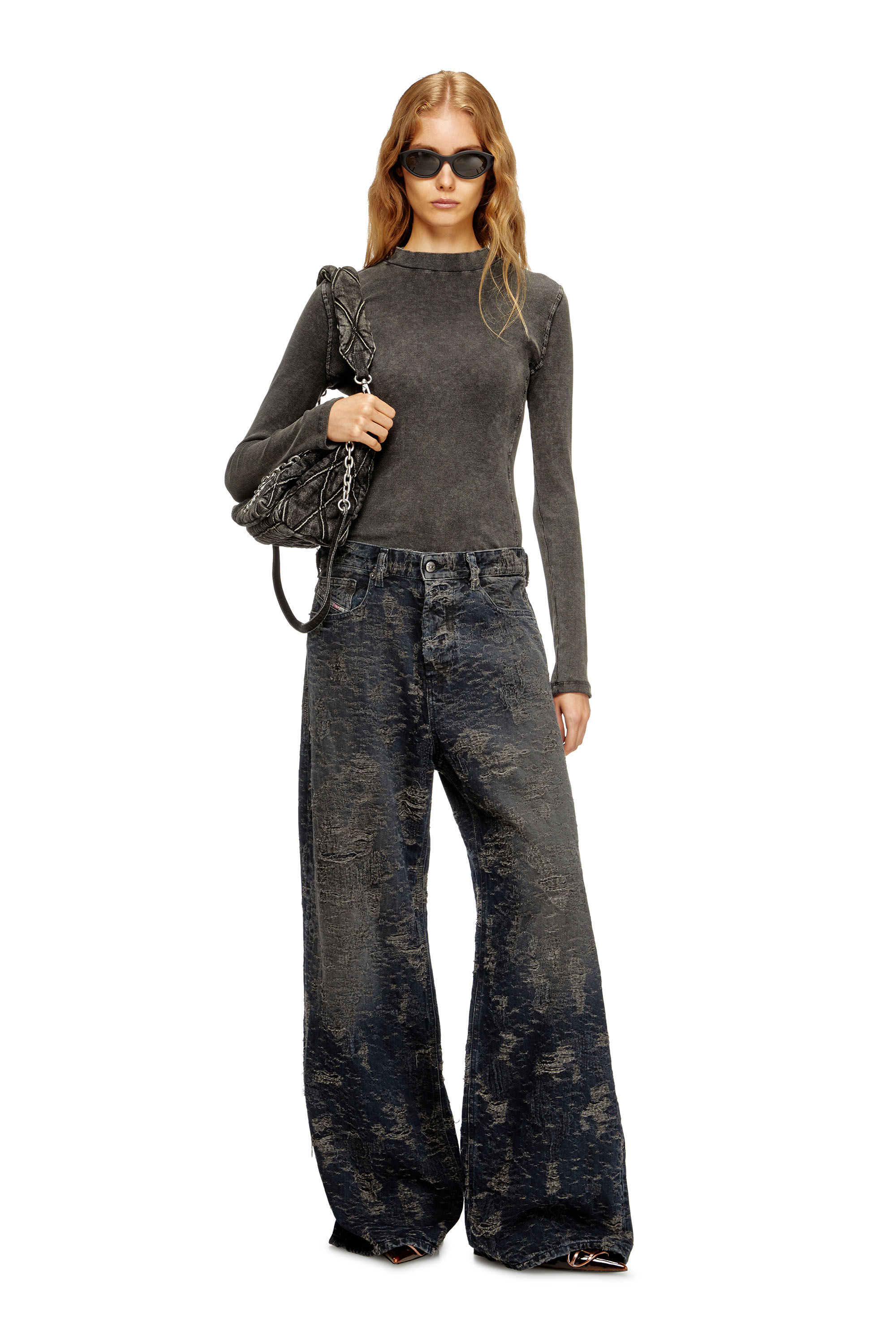 Diesel - Relaxed Jeans 1996 D-Sire 007BV Donna, Nero/Grigio scuro - Image 1