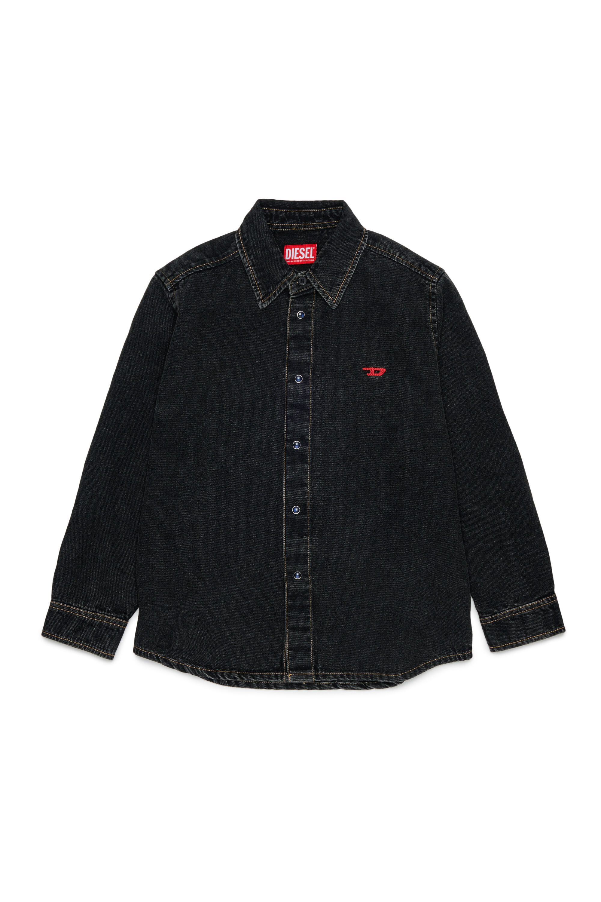 Diesel - CSIMPLY-OVER, Camicia in denim con ricamo logo D Uomo in Nero - 1