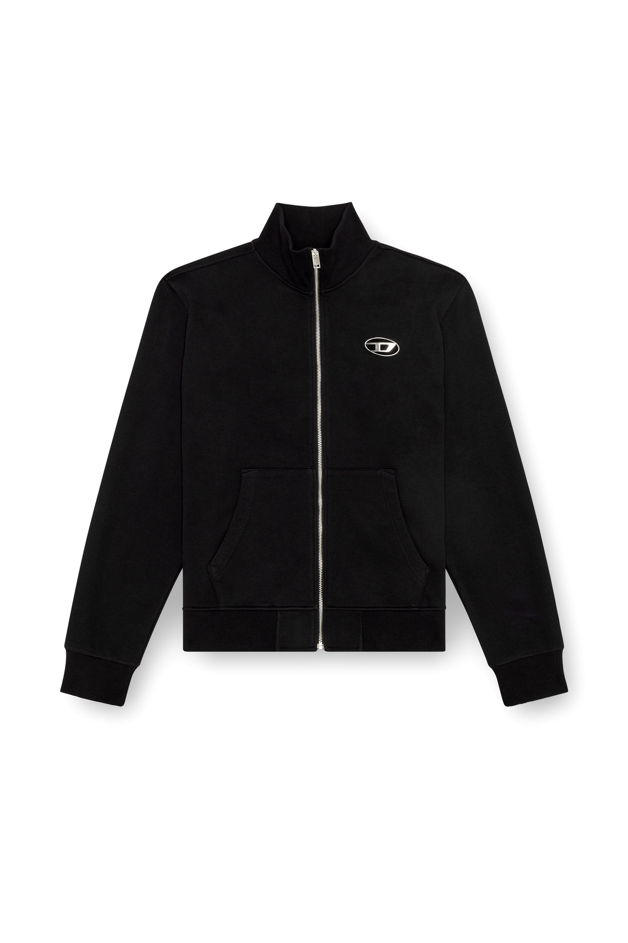 Felpa con zip e logo metallizzato Uomo Nero Diesel