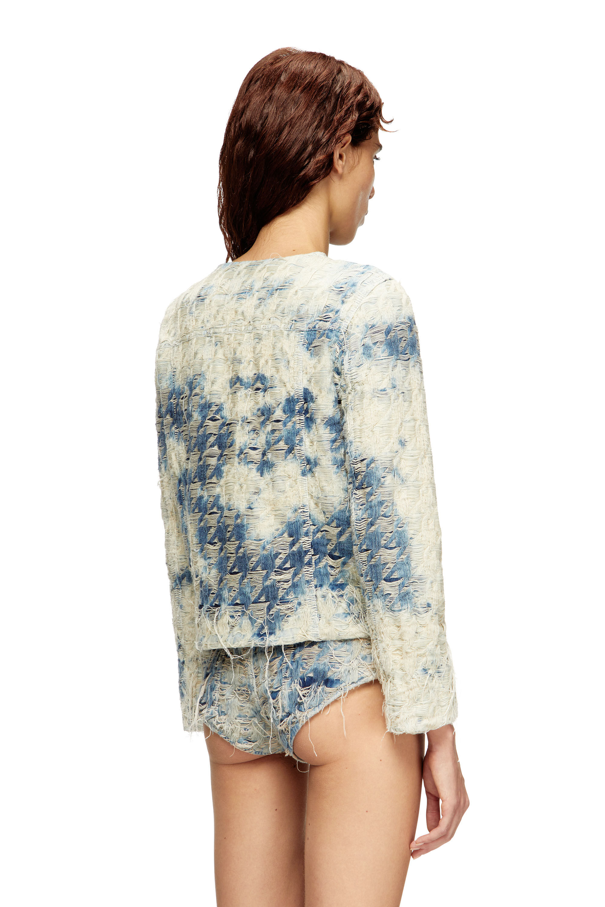 Diesel - DE-GRAFY-FSH, Giacca in denim con trama pied-de-poule Donna in Multicolor - 4