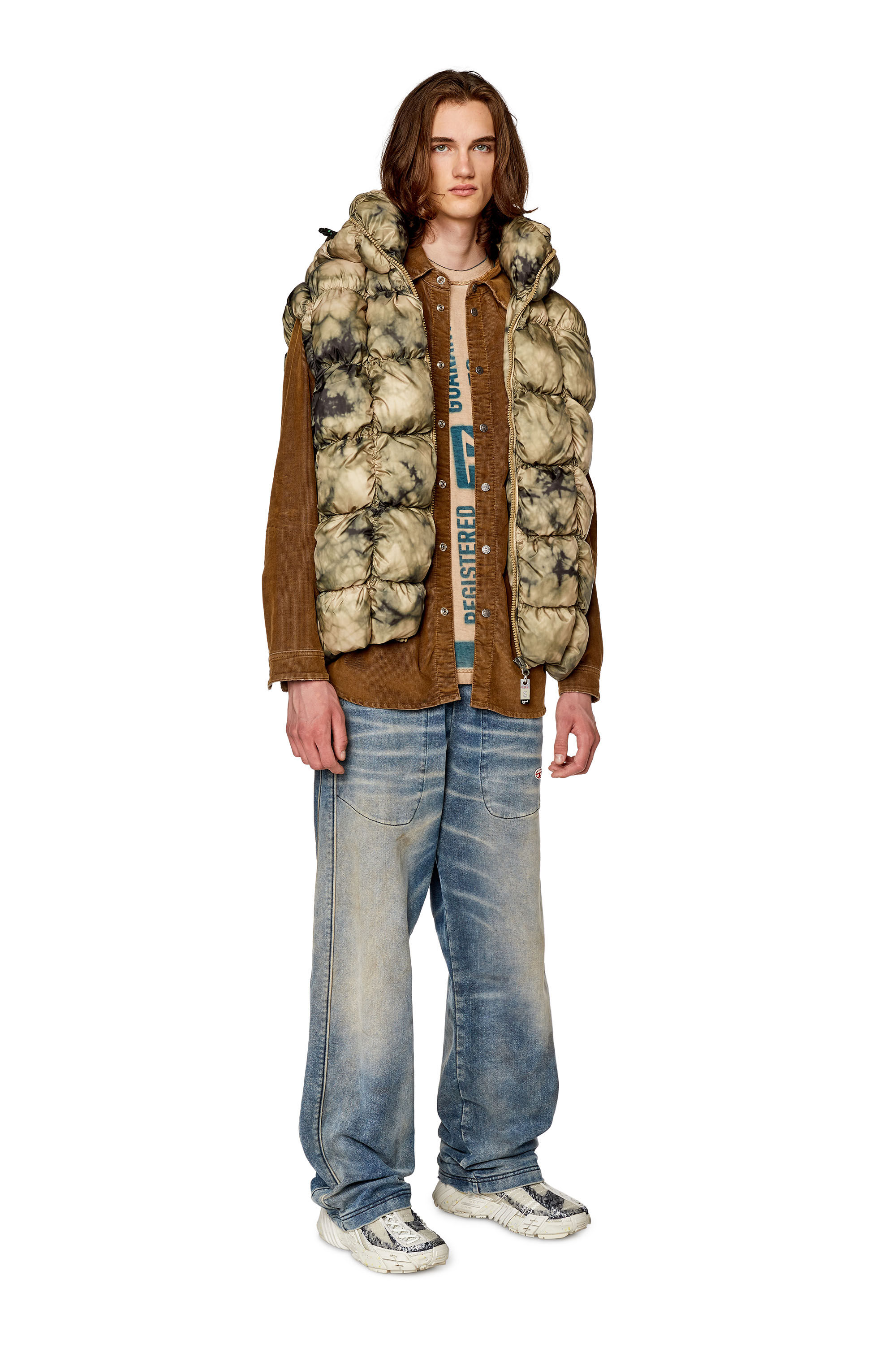 W-RALLE-SL Man: Padded vest jacket with hood | Diesel