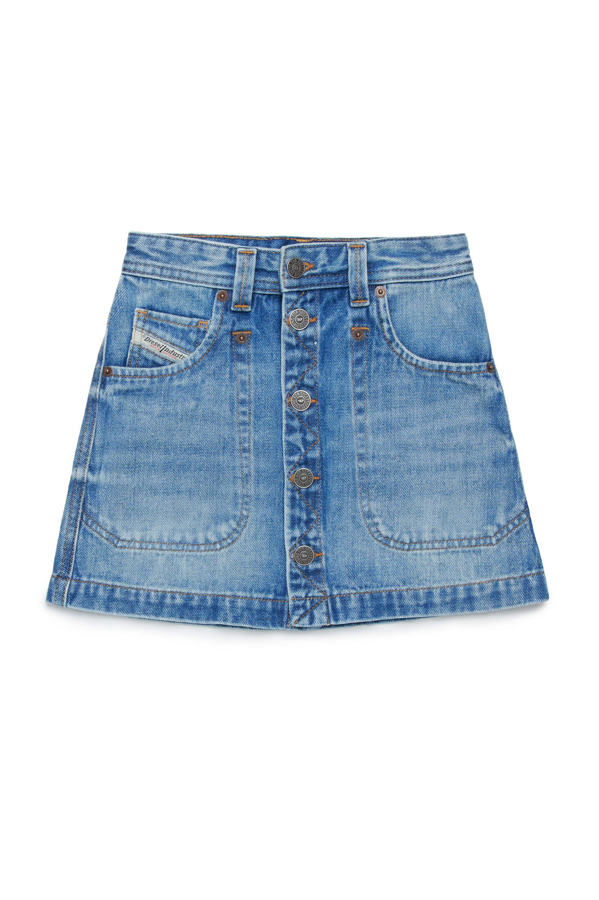 Diesel - GEALBUS, Minigonna in denim con bottoni sul davanti Donna in Blu - 1