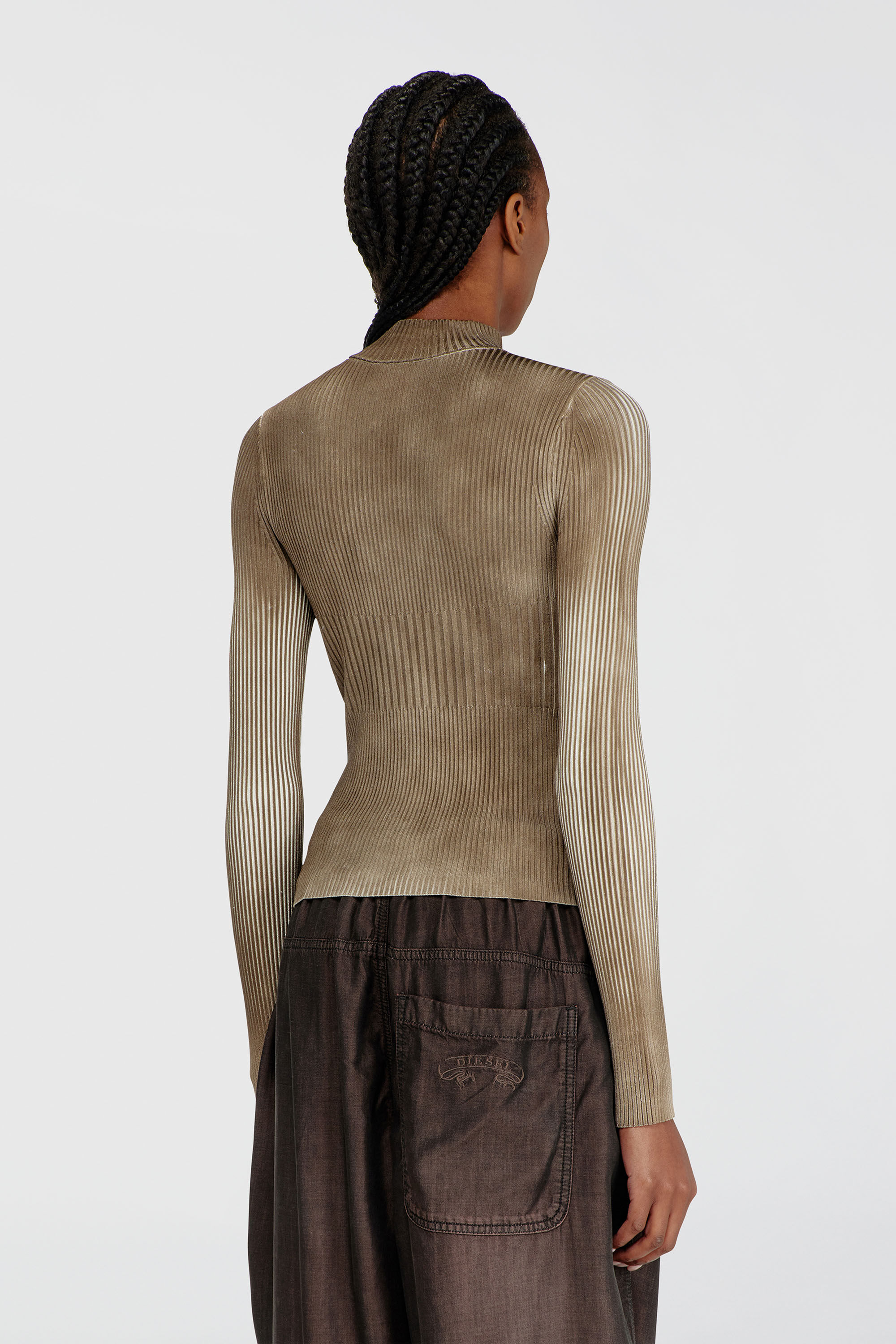 Diesel - M-SARMA, Cardigan a costine con zip e bande a contrasto Donna in Multicolor - 4