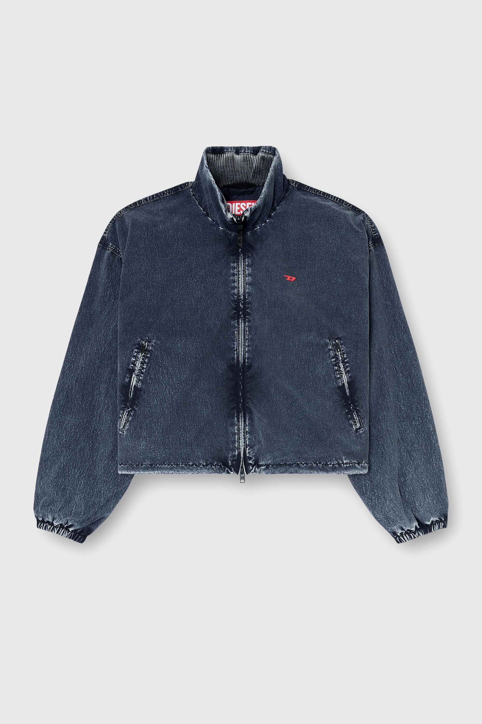 Diesel - G-LEAMER, Woman's Windbreaker jacket in acid-wash Taslan in Dark Blue - 2