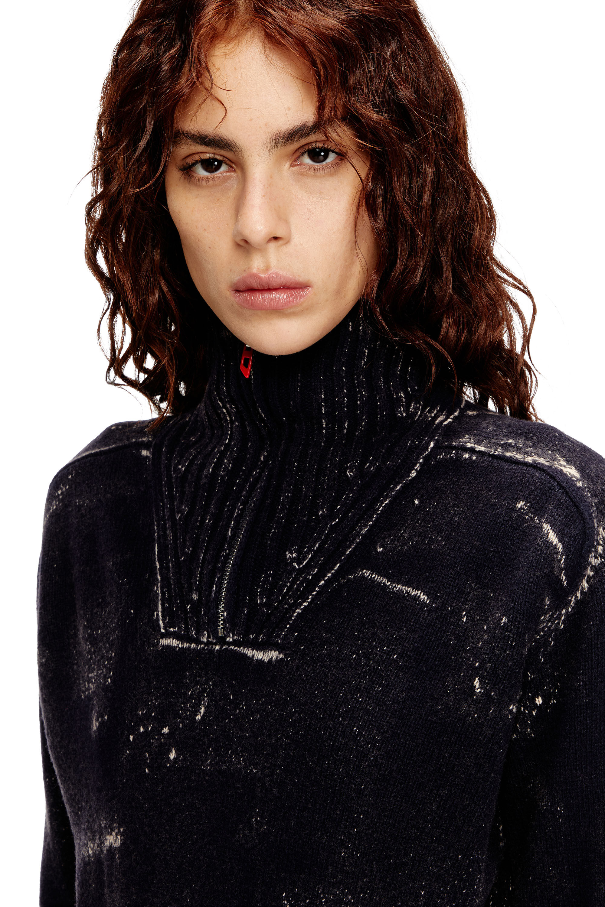 Diesel - M-MARCELLE, Abito midi in maglia di misto lana Donna in Nero - 5