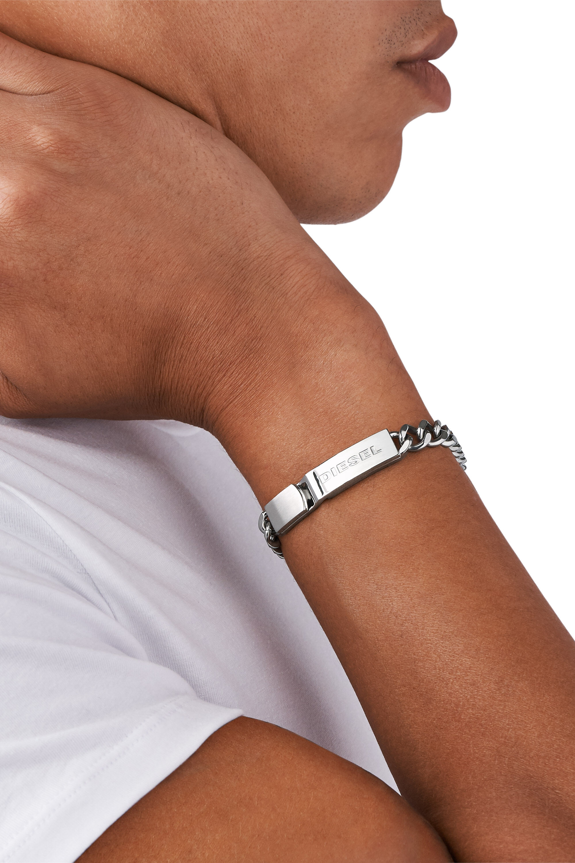 Diesel - DX0966, Braccialetto con targhetta Uomo in Argento - 3