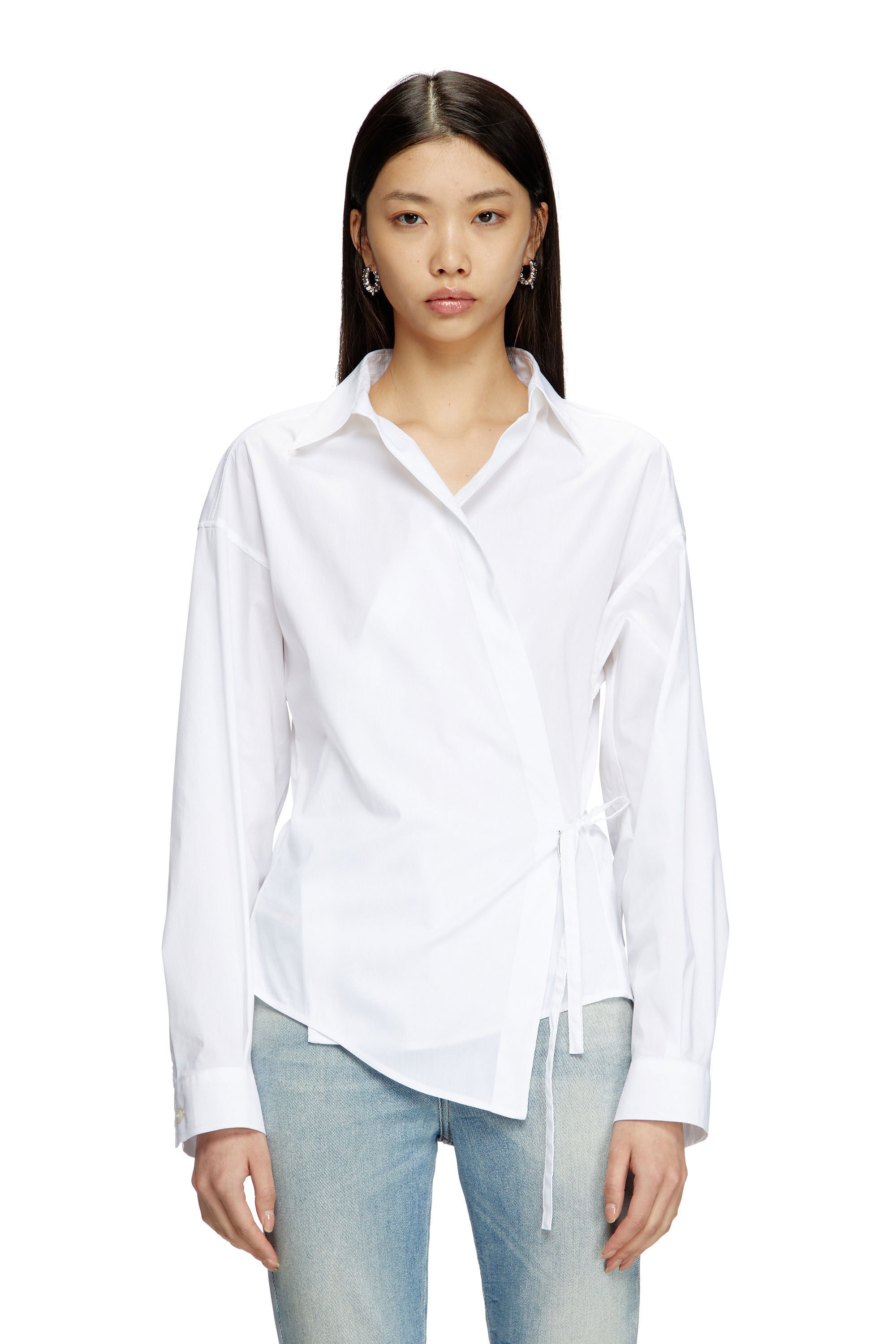 Diesel - C-DELPHI, Camicia a portafoglio con charm logo Donna in Bianco - 3
