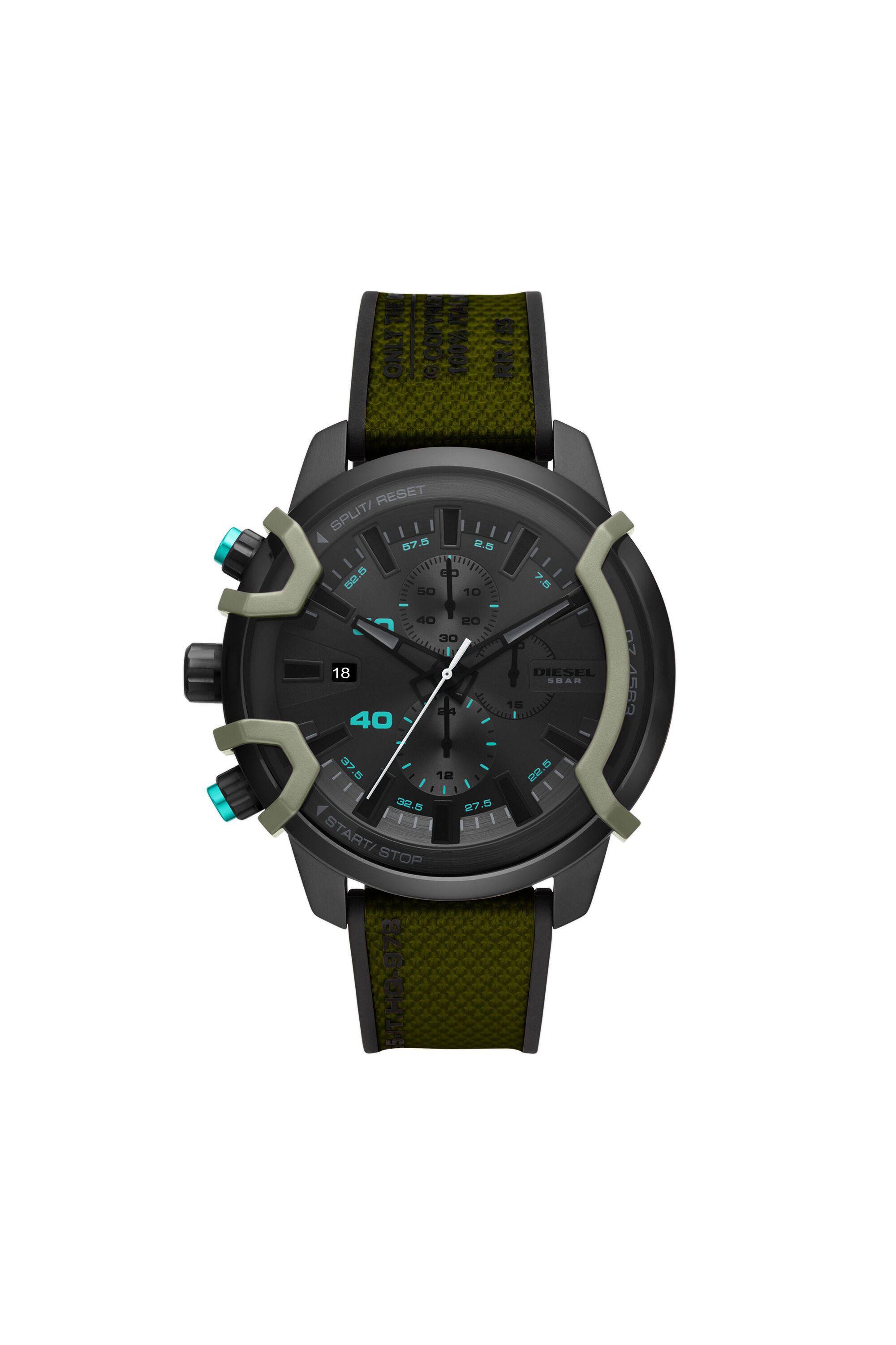 DZ4563 Man Griffed chronograph green canvas watch Diesel