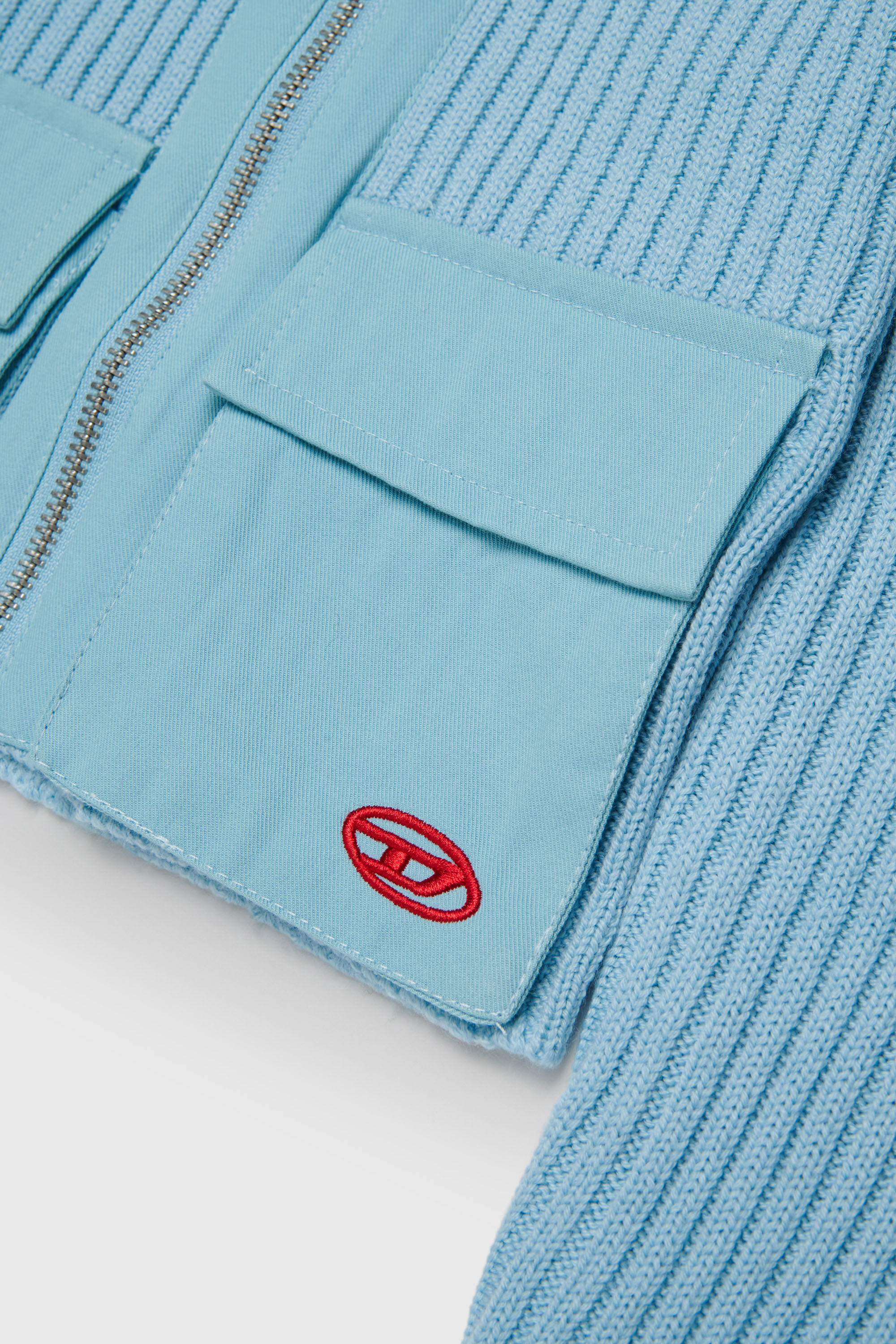 Diesel - KAMMY, Cardigan zip in misto lana con tasche Donna in Blu - 4