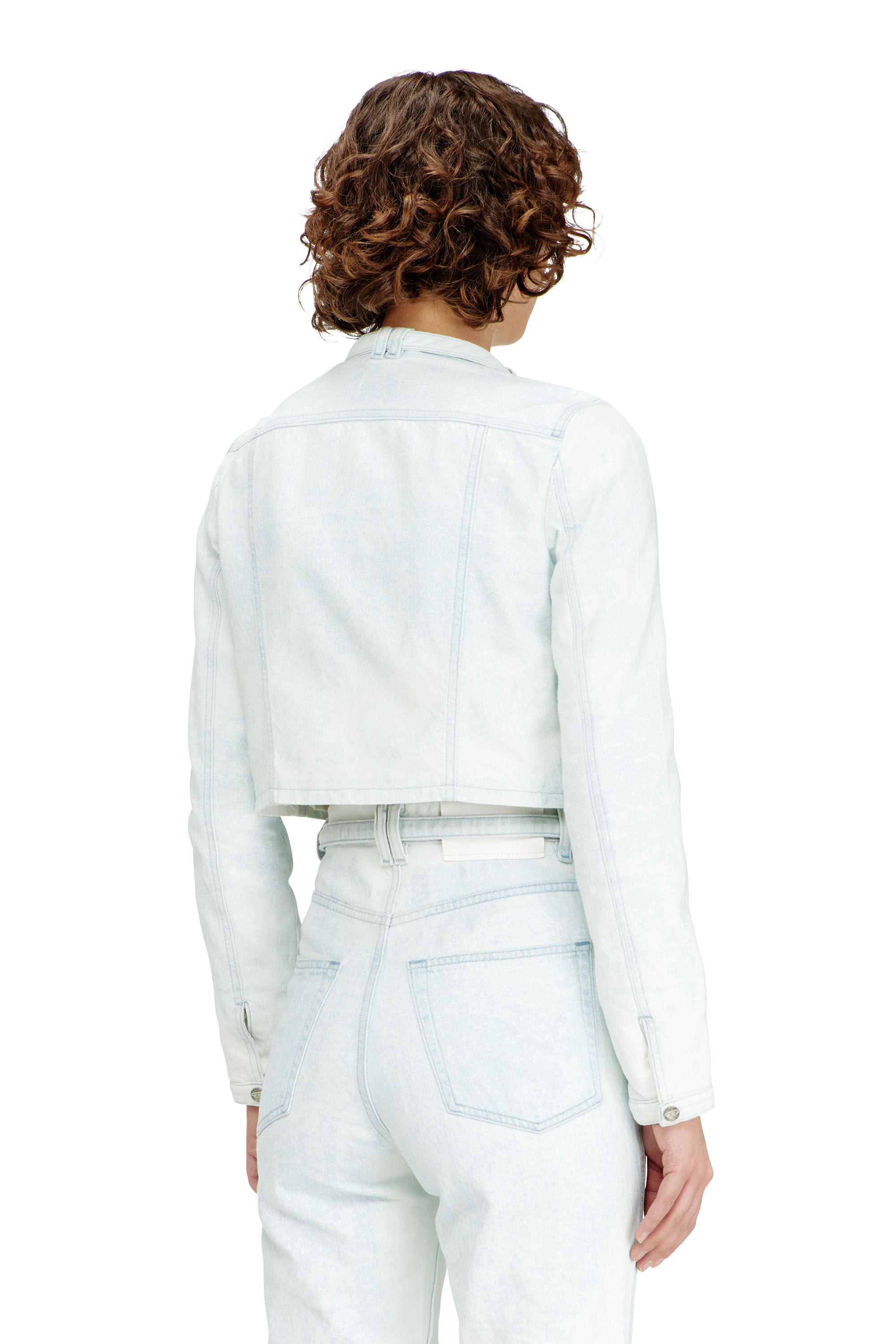 Diesel - DE-SAPHIX-FSI, Giacca cropped in satin denim ghiaccio Donna in Blu - 4