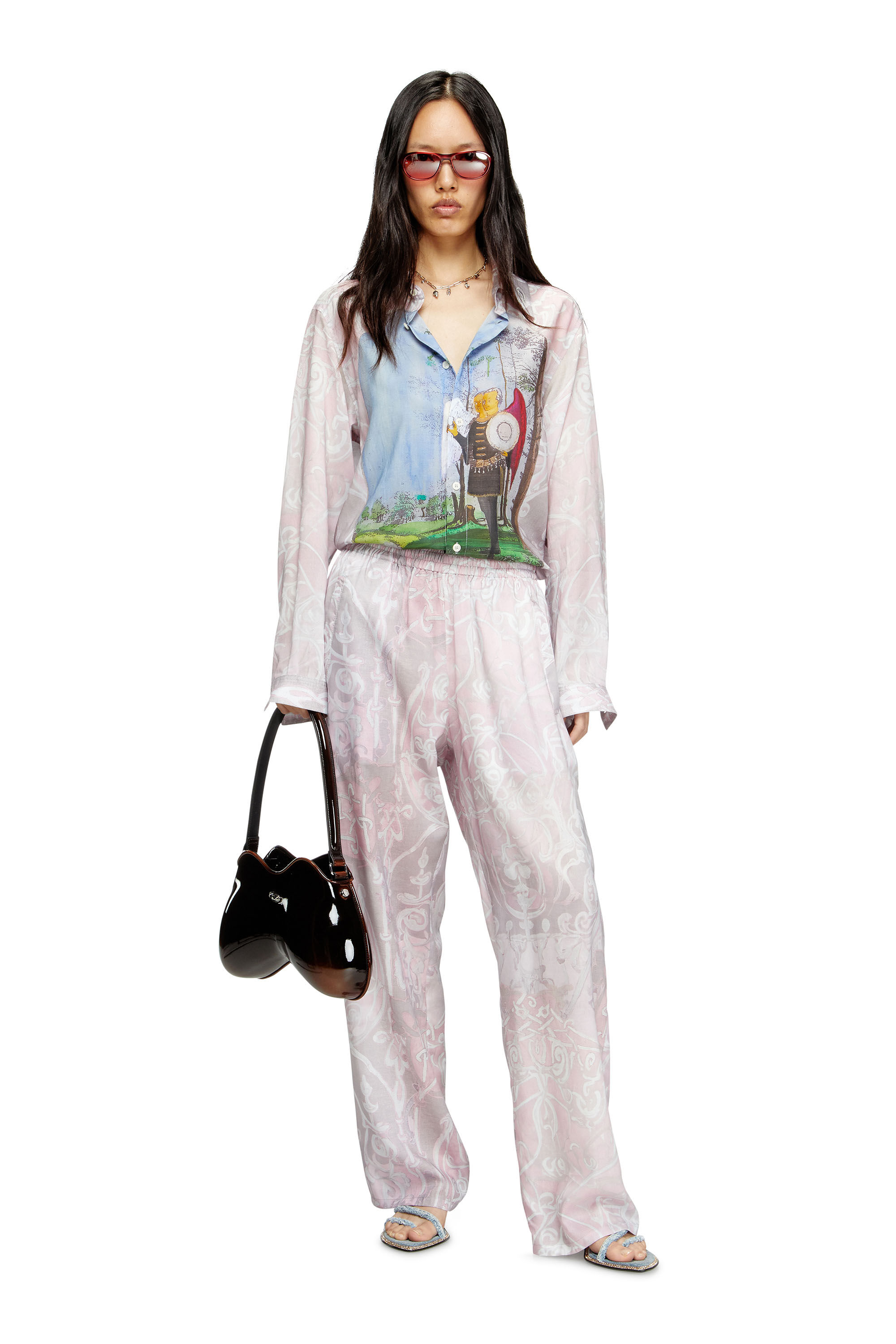Diesel - P-THECK-A-AJFW, Pantaloni tuta con stampa medievale Unisex in Rosa - 6