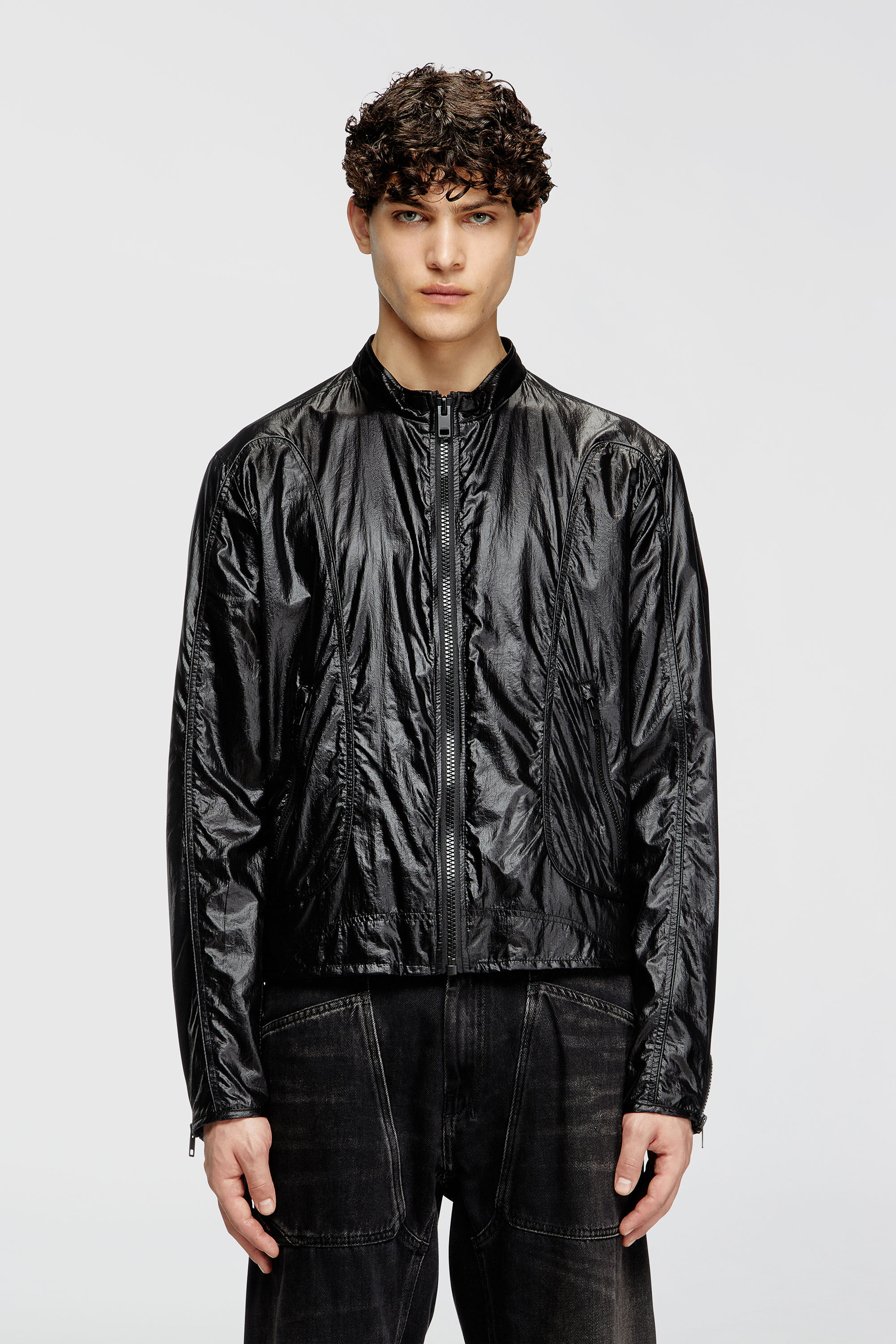 Diesel - J-CLAYS, Giacca biker in ripstop lucido Uomo in Nero - 3