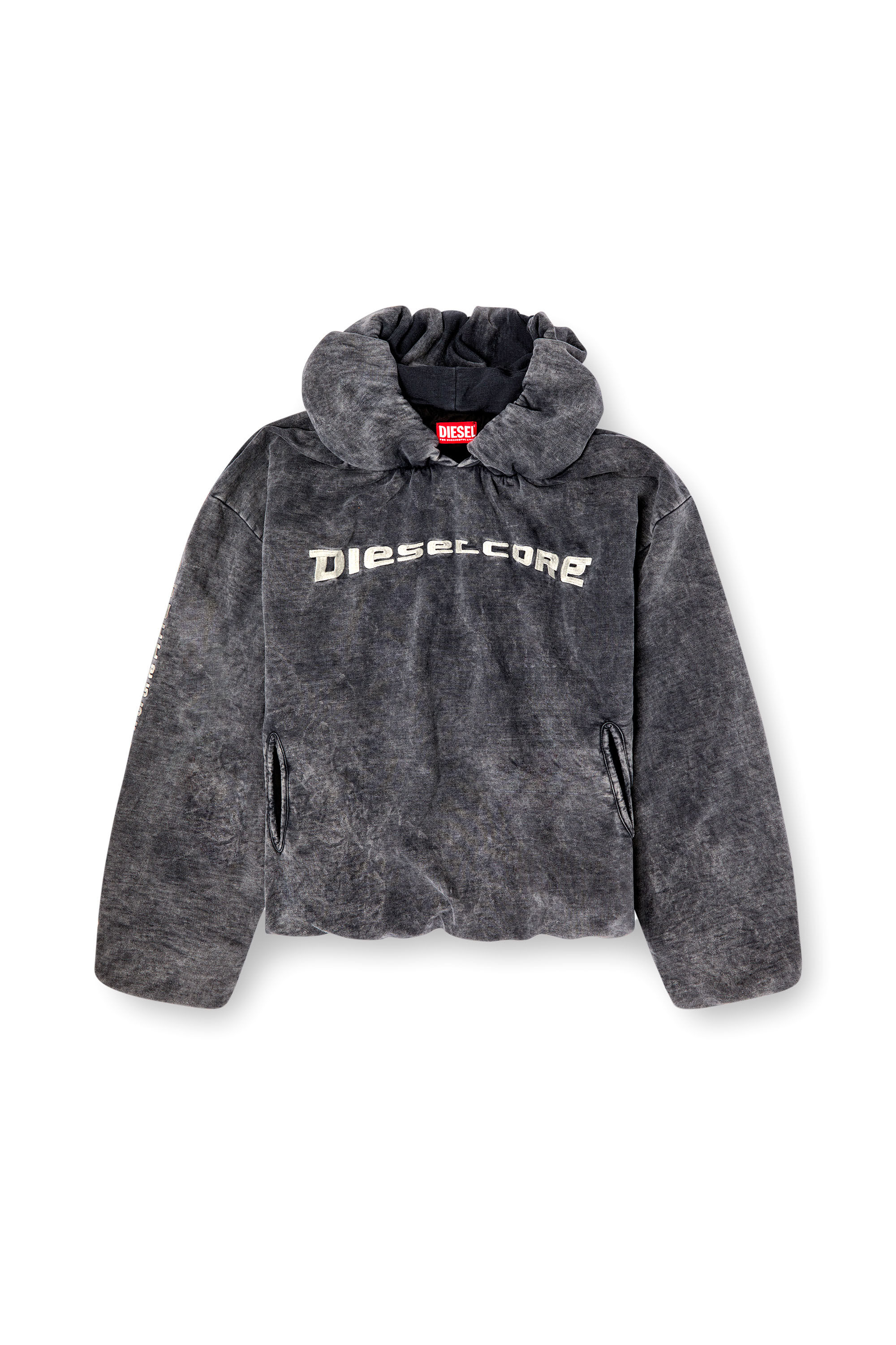 Diesel - S-FISHY, Hoodie effetto denim Uomo in Nero - 2