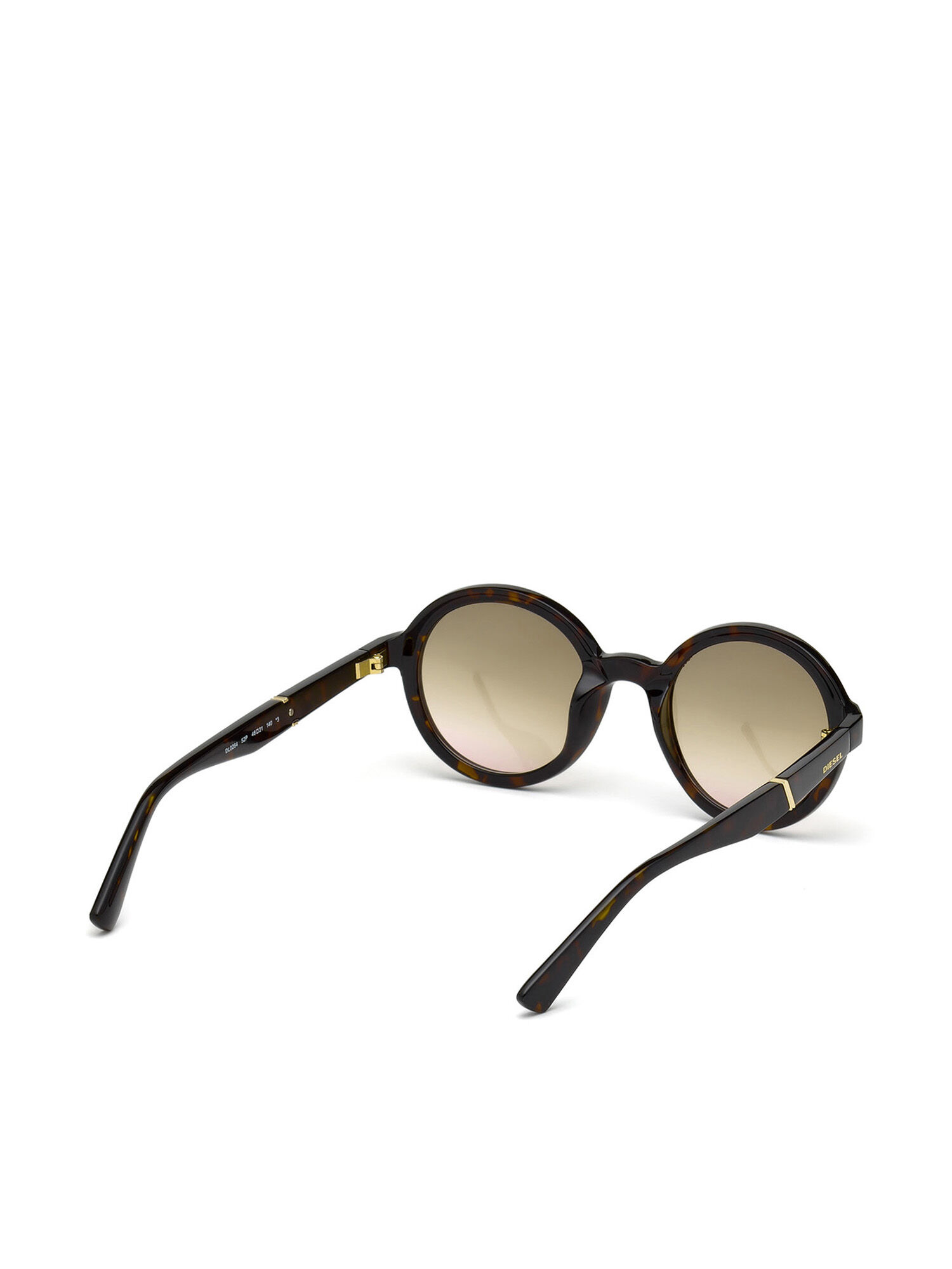Diesel - DL0264, Occhiali tondi con dettaglio obliquo Unisex in Marrone - 8