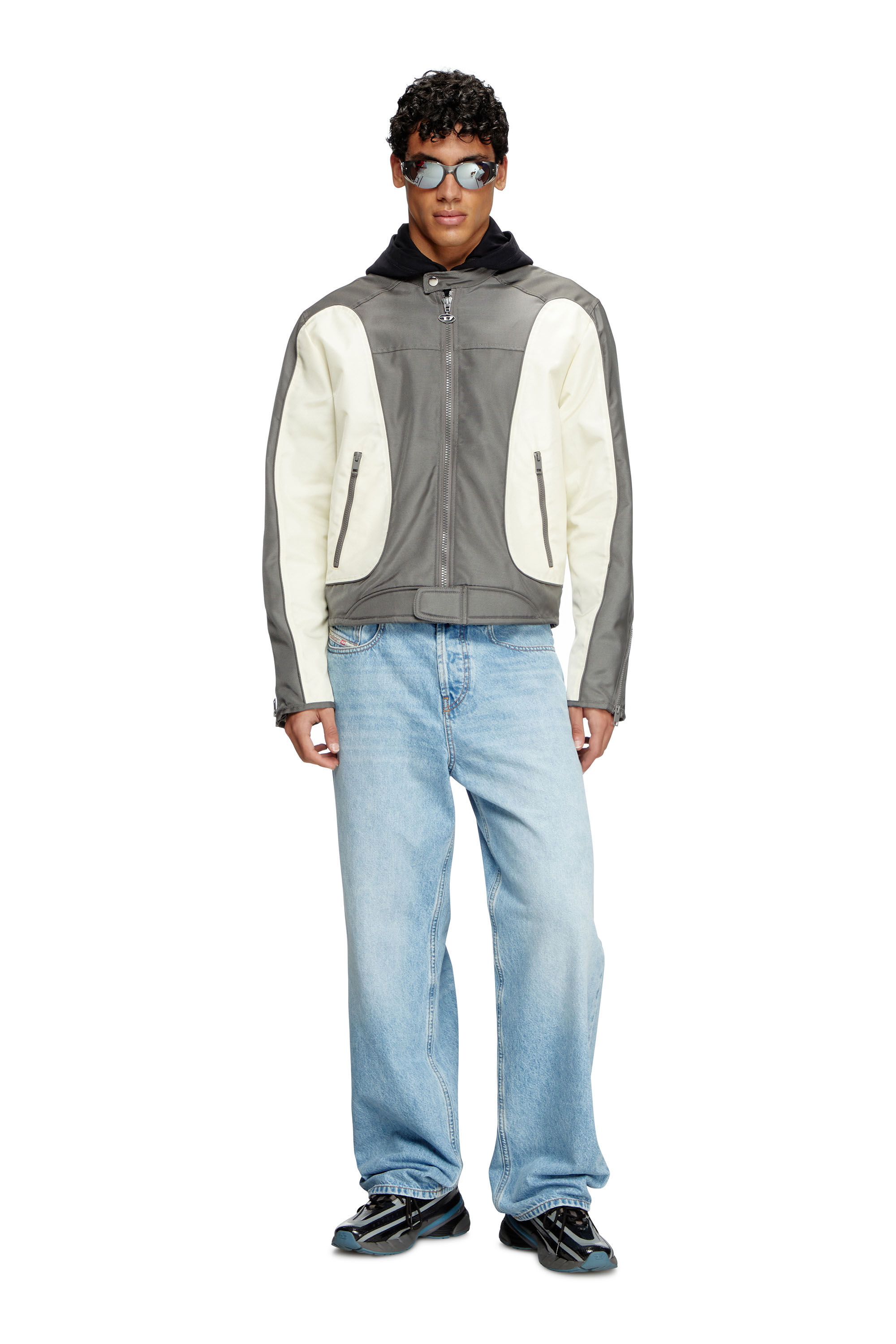 Diesel - J-BLINK-A, Giacca biker color block con piping Uomo in Multicolor - 1