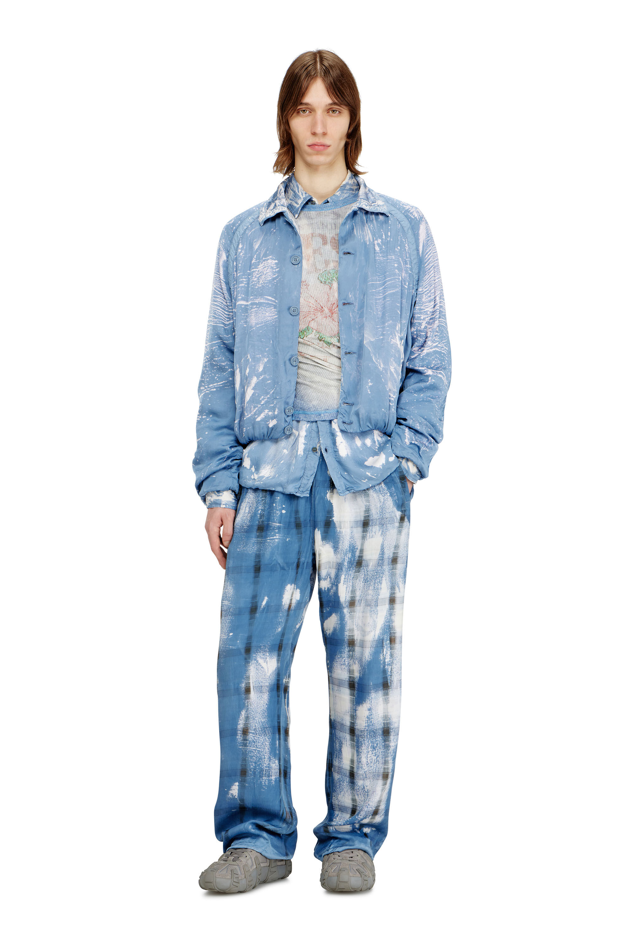 Diesel - P-OLLY, Pantaloni tuta a scacchi effetto X-Ray Uomo in Blu - 1