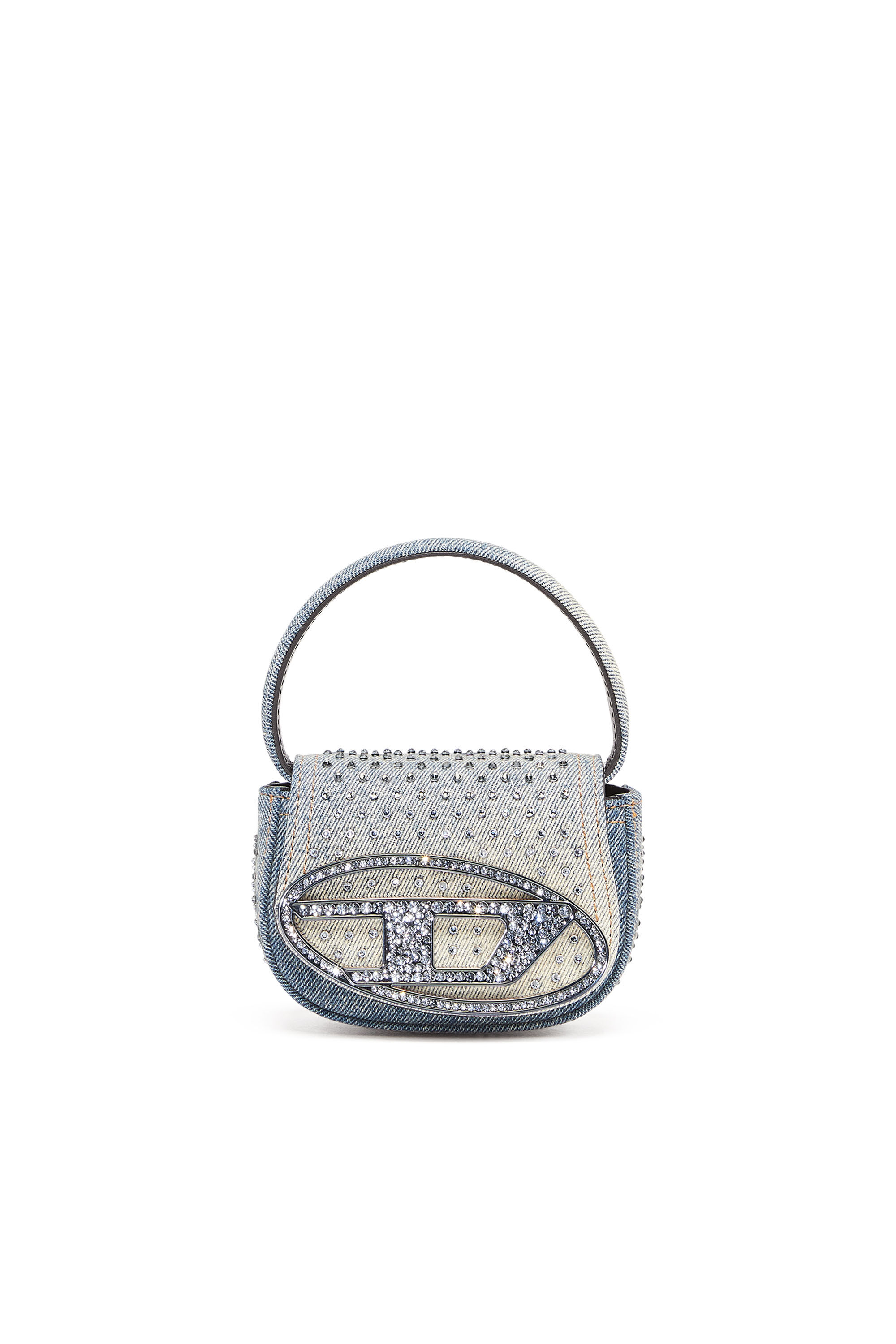 1DR XS Iconica mini bag in denim e cristalli Donna Blu Diesel