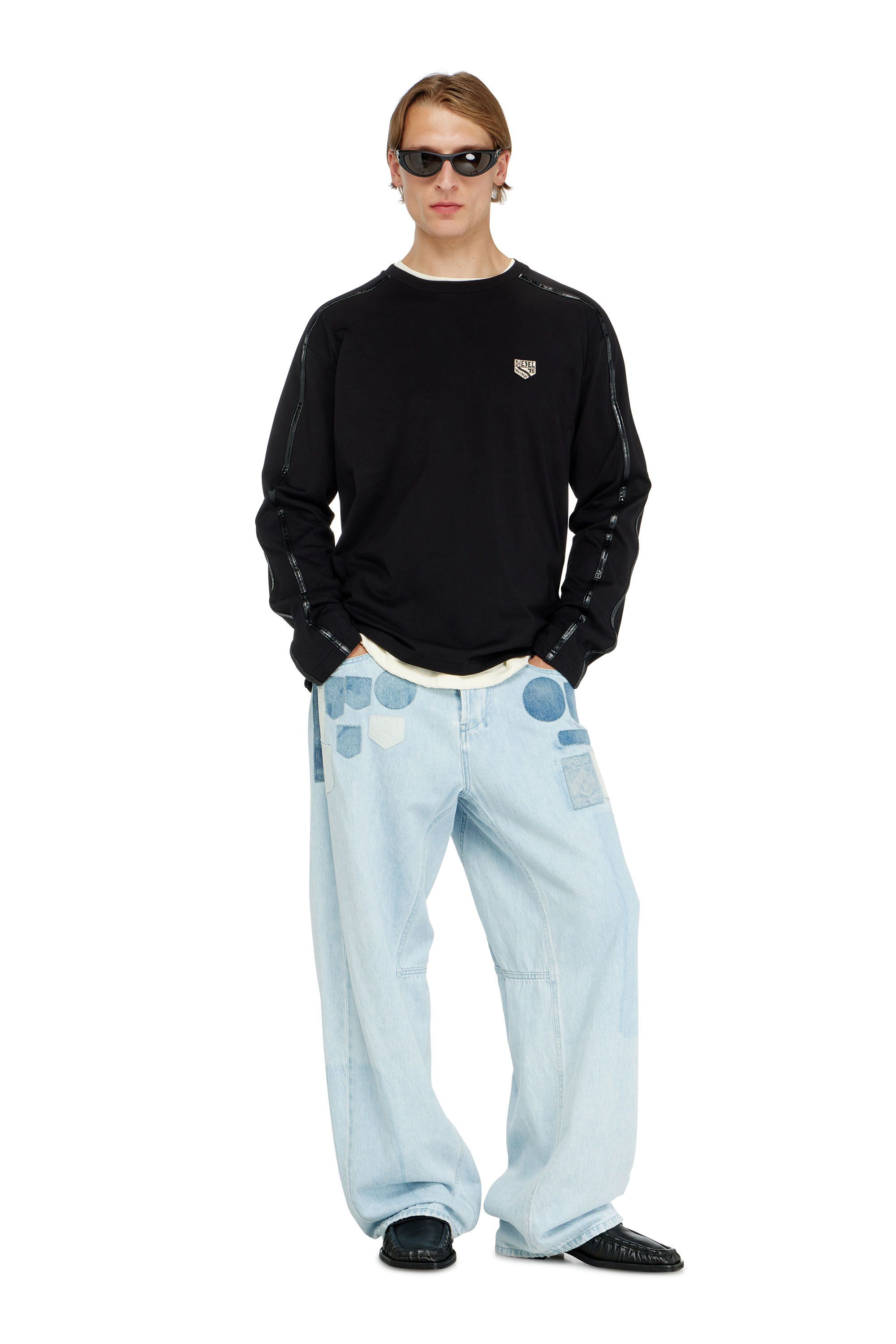 Diesel - T-NORM-LS-FL, T-shirt a manica lunga con profili tono su tono Uomo in ToBeDefined - 1