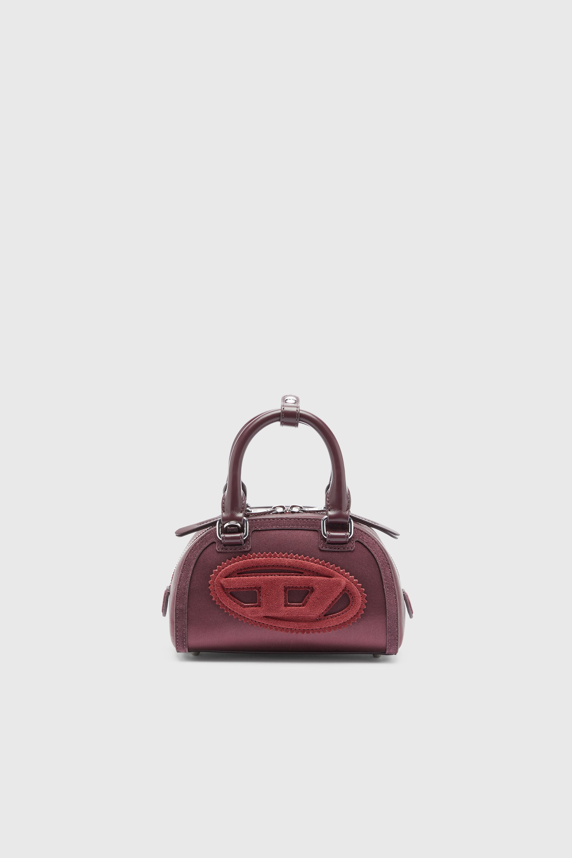 Diesel - 1DR DOME CROSSBODY, 1DR Dome - Borsa bowling piccola in raso e scamosciato Donna in Rosso - 2
