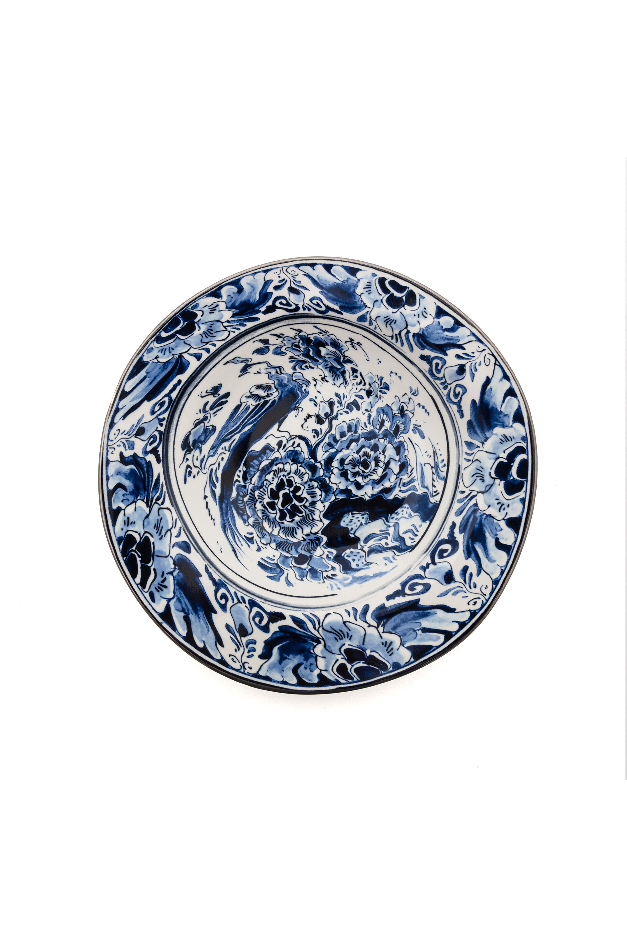 Diesel - 11222 SOUP PLATE IN PORCELAIN "CLASSIC O, Bianco/Blu - Image 1