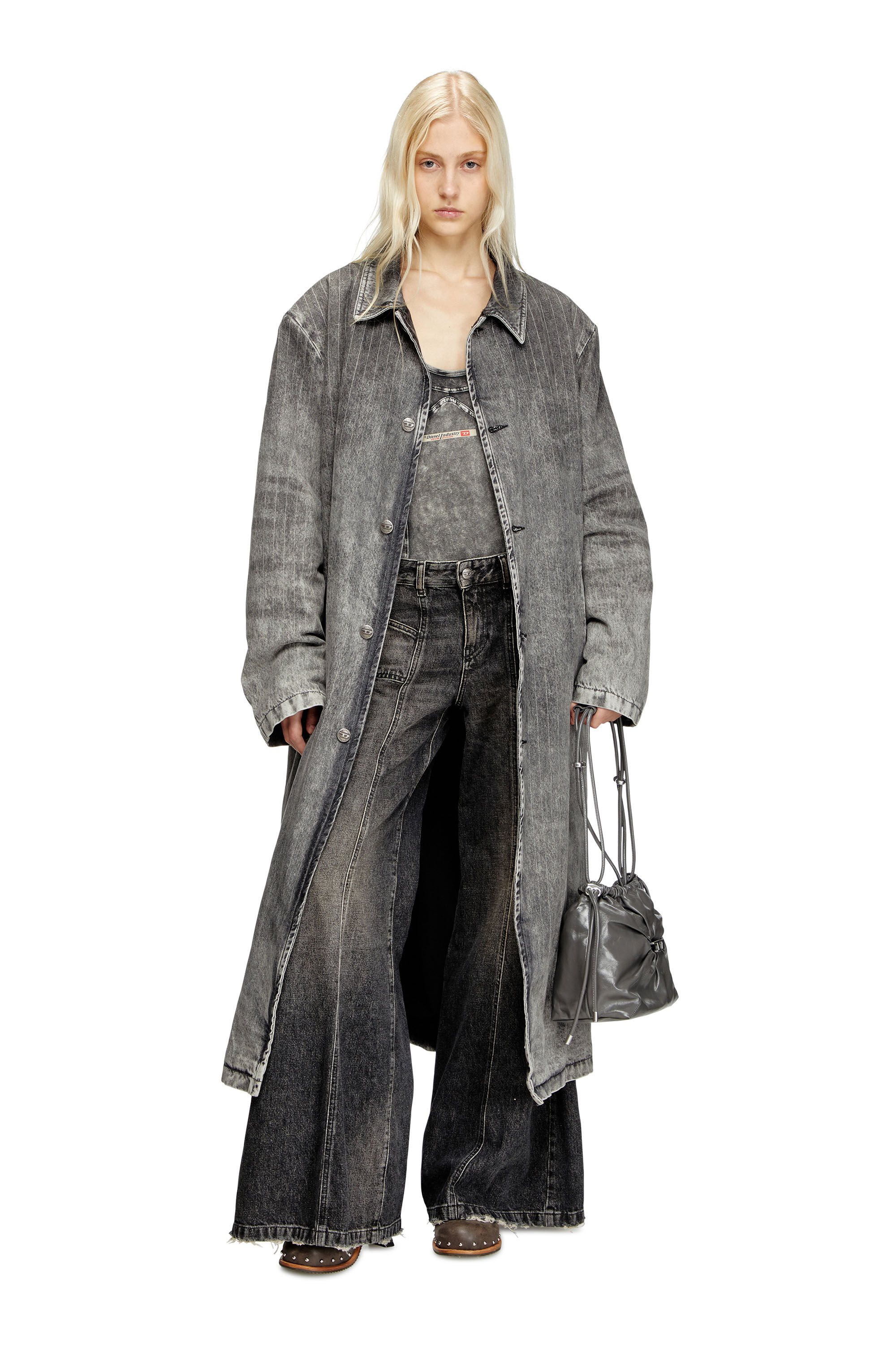 Diesel - Flare Jeans D-Akii 007Z2 Donna, Nero/Grigio scuro - Image 1