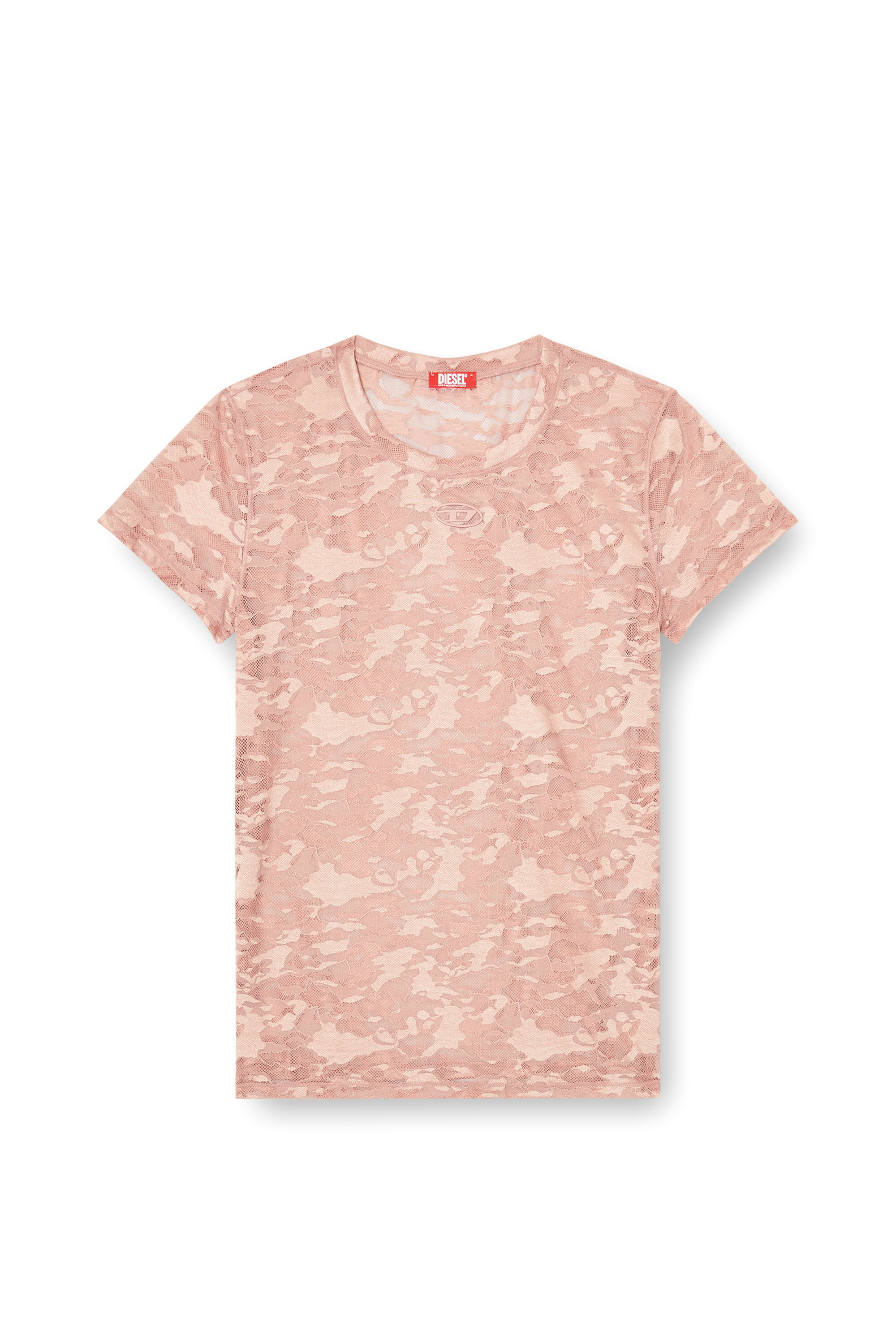 Diesel - KASIA-UTLT, T-shirt in pizzo camouflage Donna in Rosa - 4