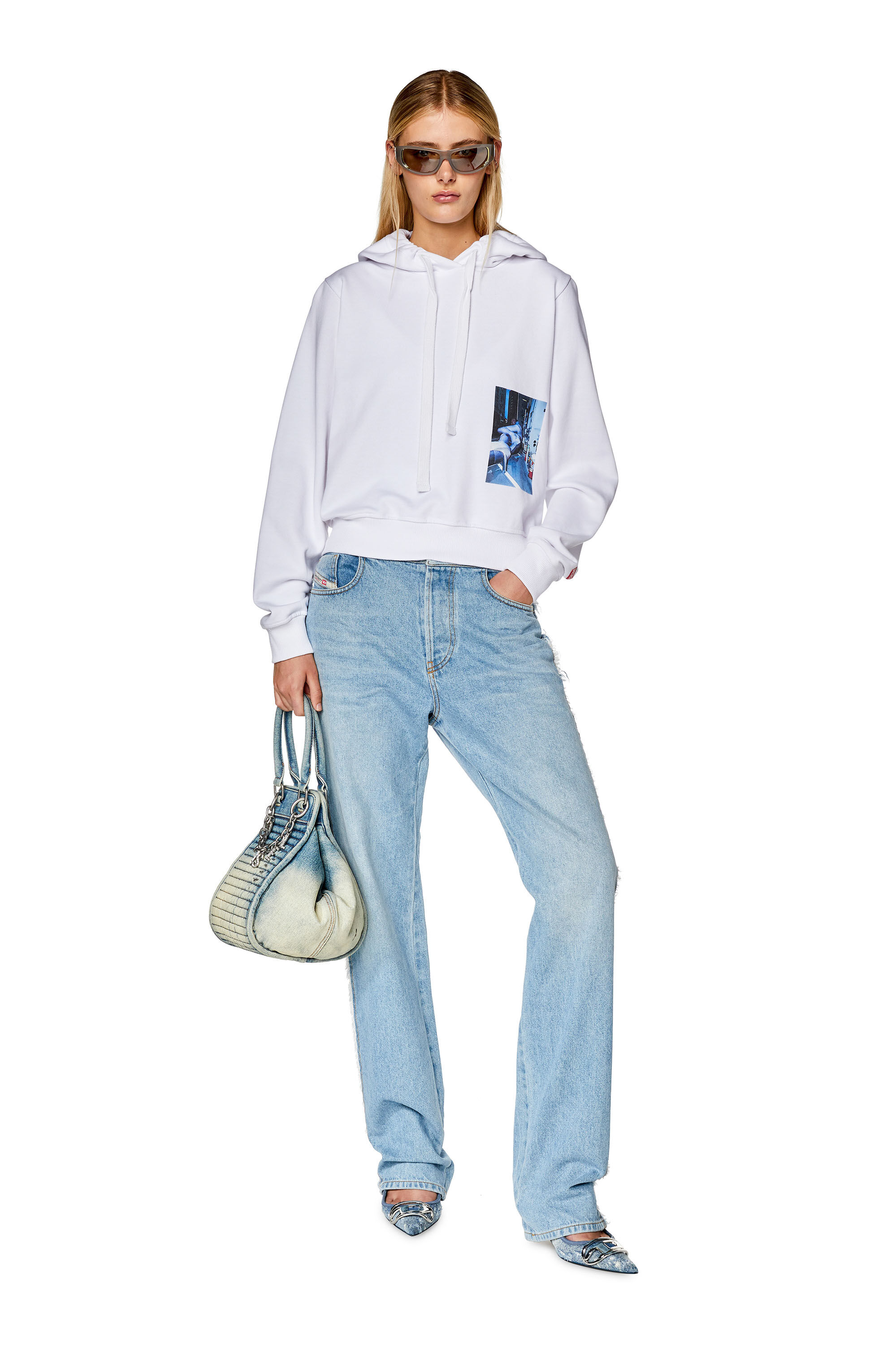 Diesel - F-REGGY-HOOD-L2, Hoodie con stampa gonfiabili Donna in Bianco - 1