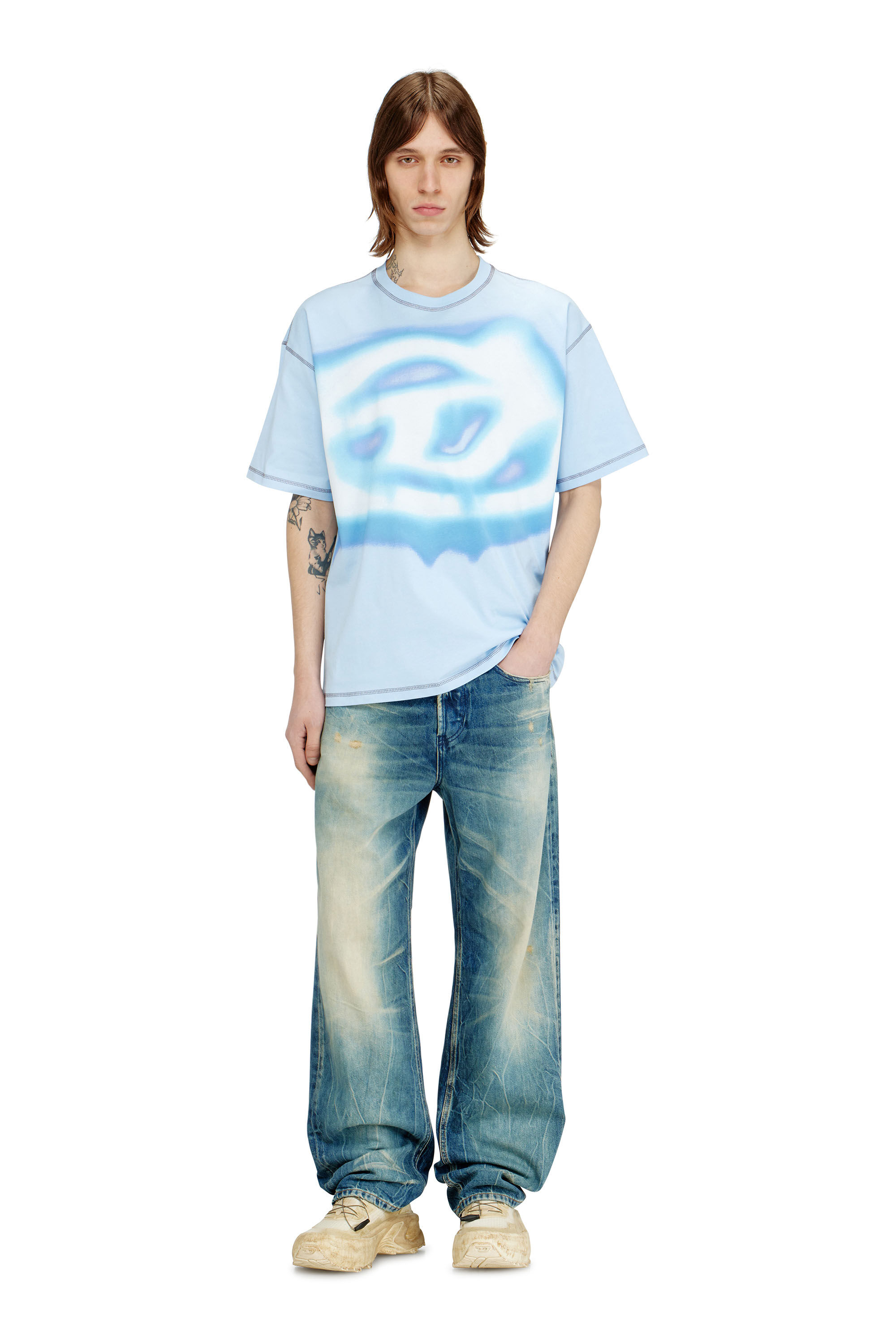 Diesel - T-BOXT-V11, T-shirt relaxed con stampa effetto acqua Uomo in Blu - 1