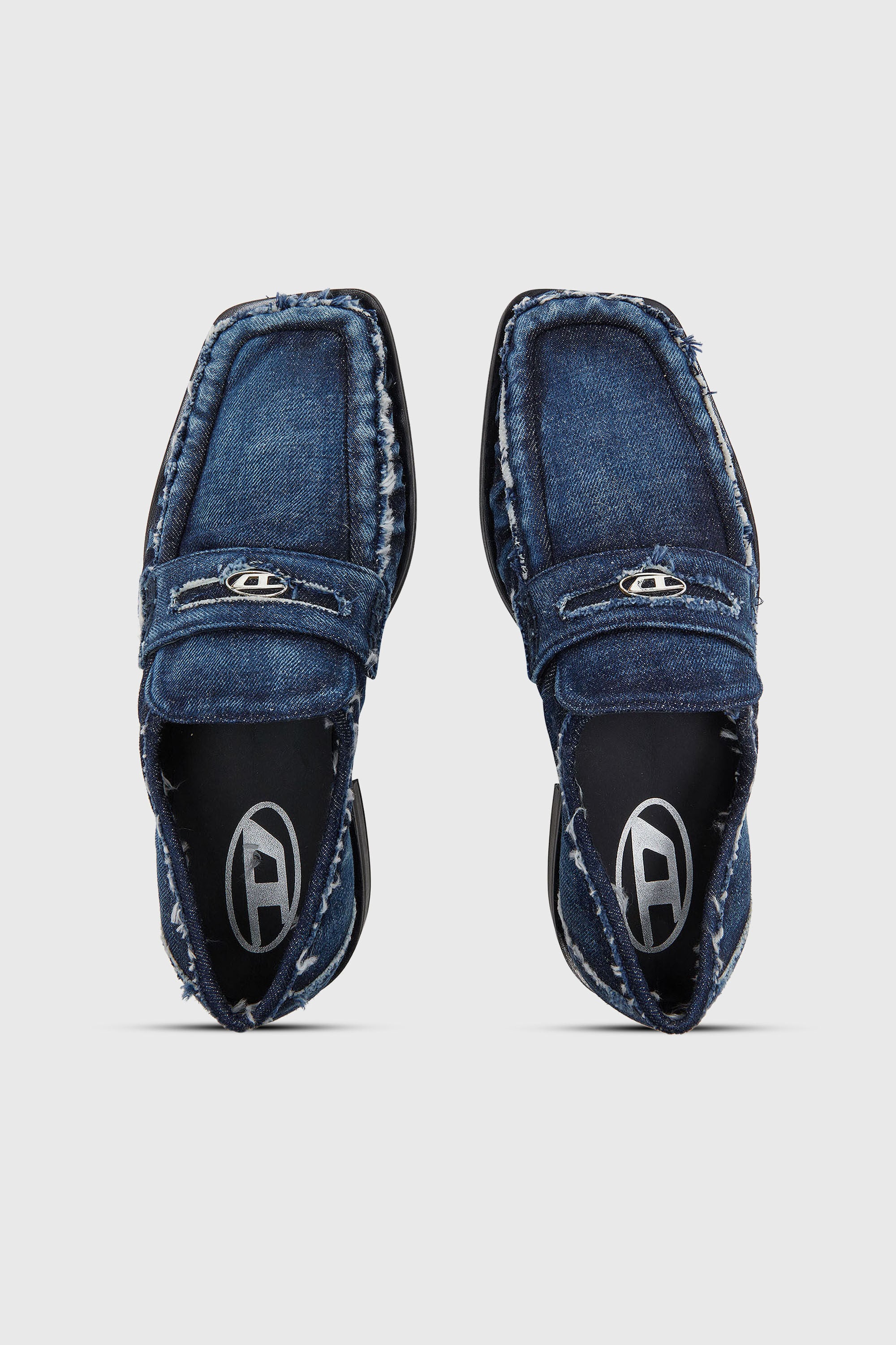 Diesel - D-AMBER LOAFER, D-Amber - Penny loafers in denim a taglio vivo Uomo in Blu - 5