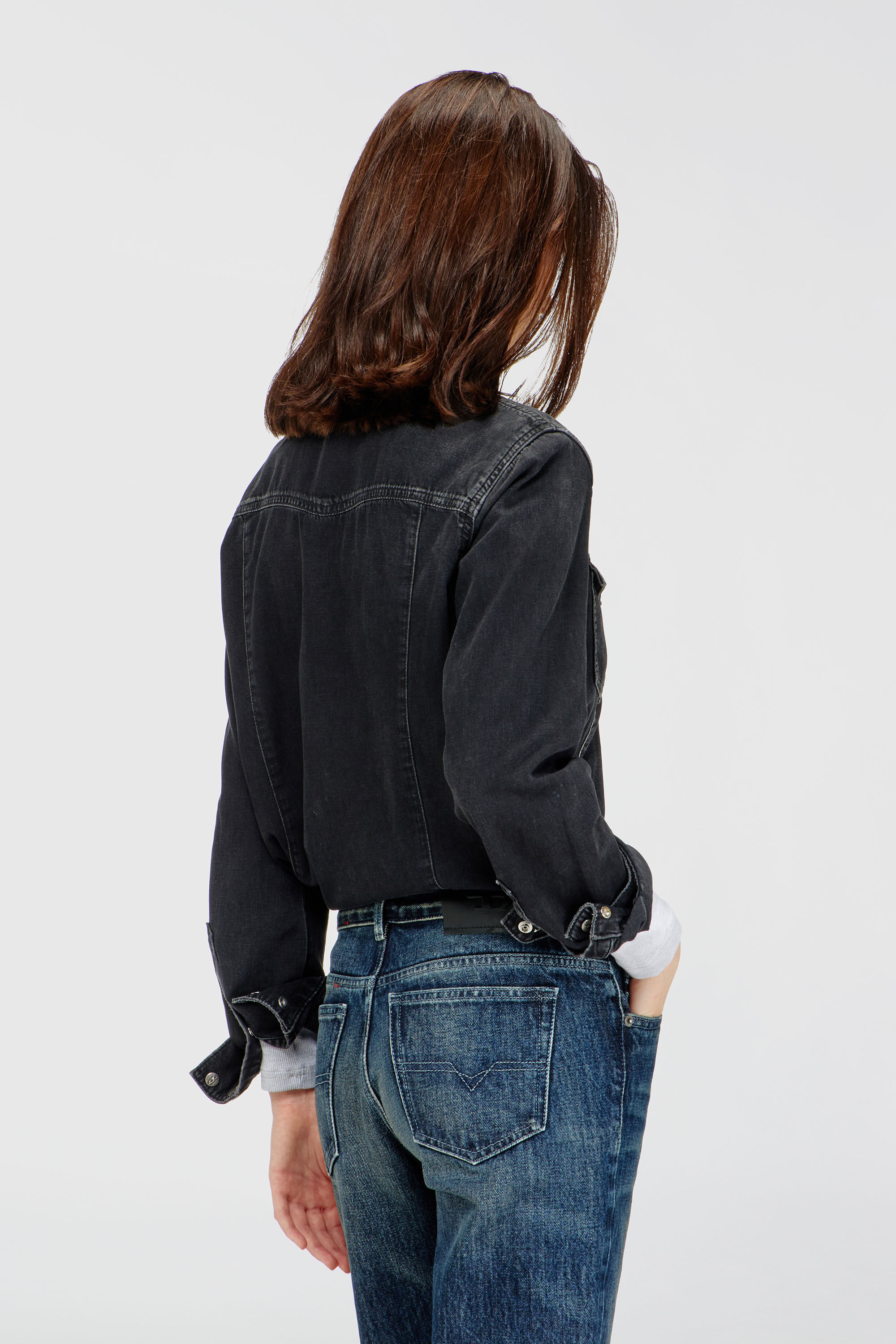 Diesel - DE-WAVES, Camicia western in denim trattato Donna in Nero - 4