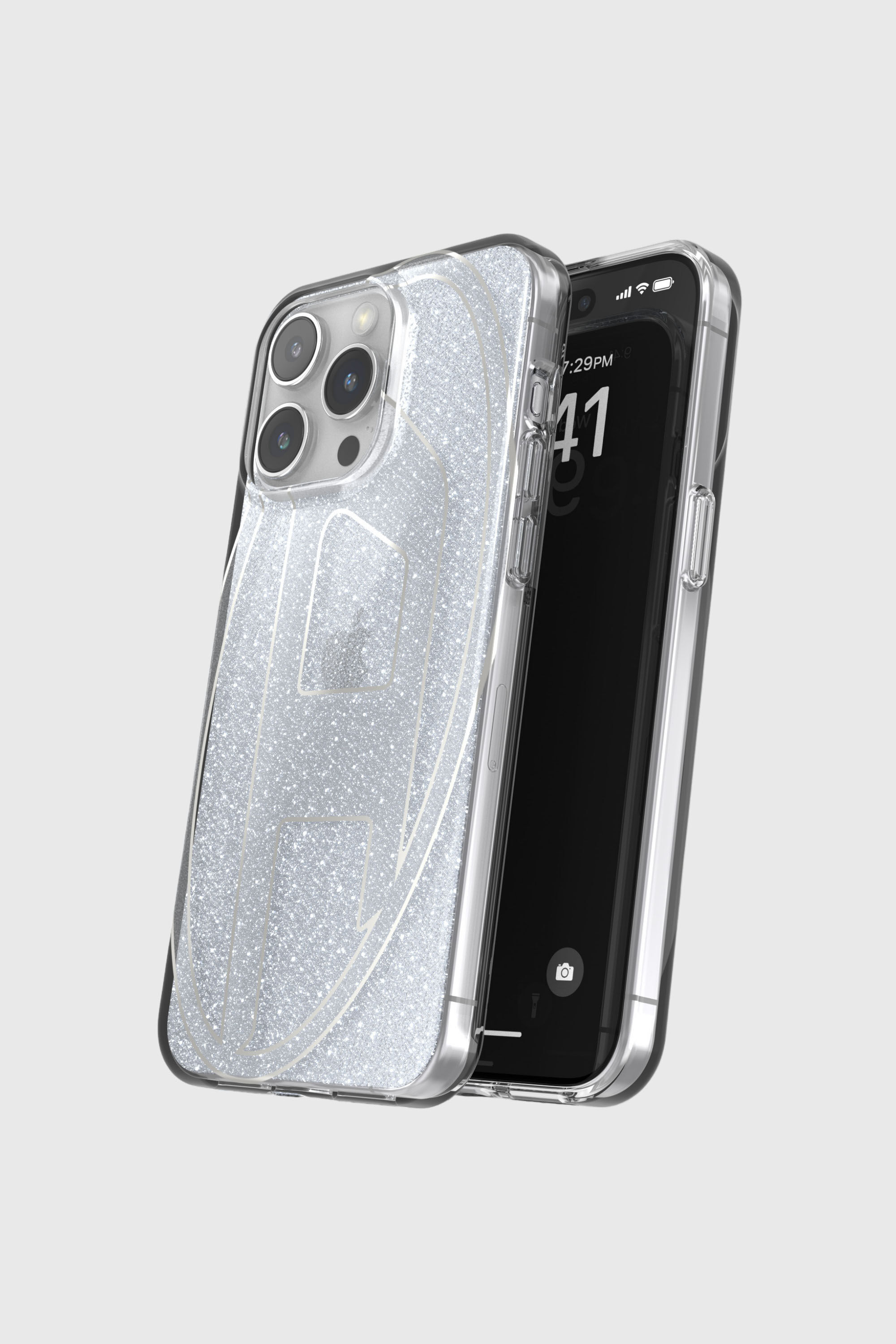 Diesel - 60033 AOP CASE, Cover glitterata per iP 15 Pro Max Unisex in Argento - 4