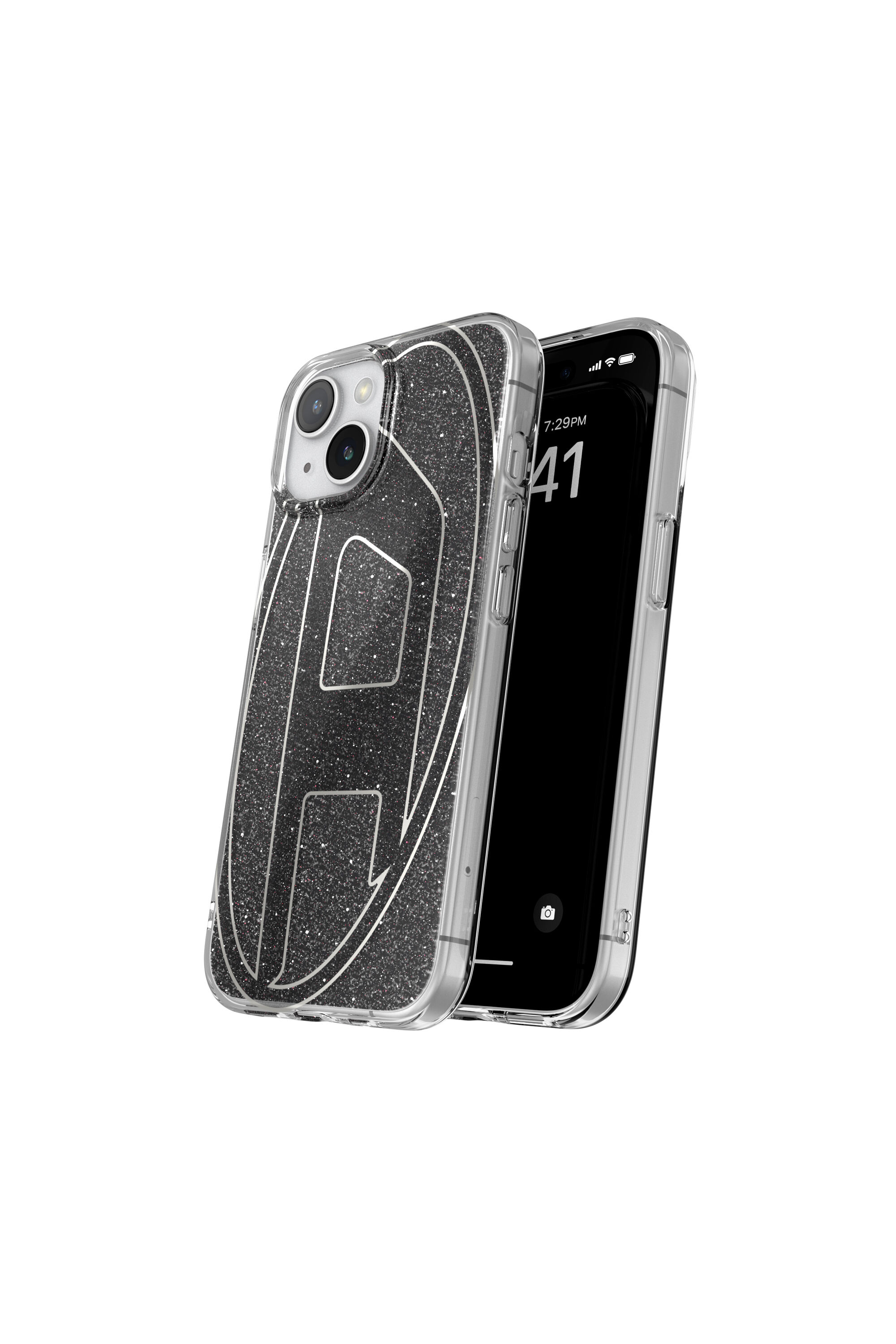 Diesel - 60023 AOP CASE, Cover glitterata per iP 15 Unisex in Nero - 3
