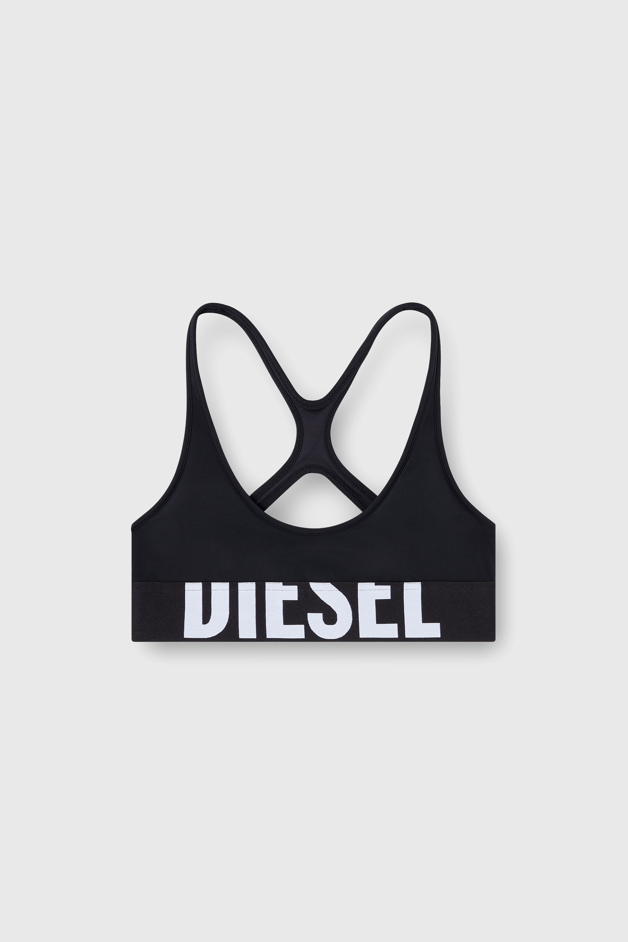 Diesel - ALLISON-D-POP, Reggiseno sportivo con logo tagliato Donna in Nero - 2