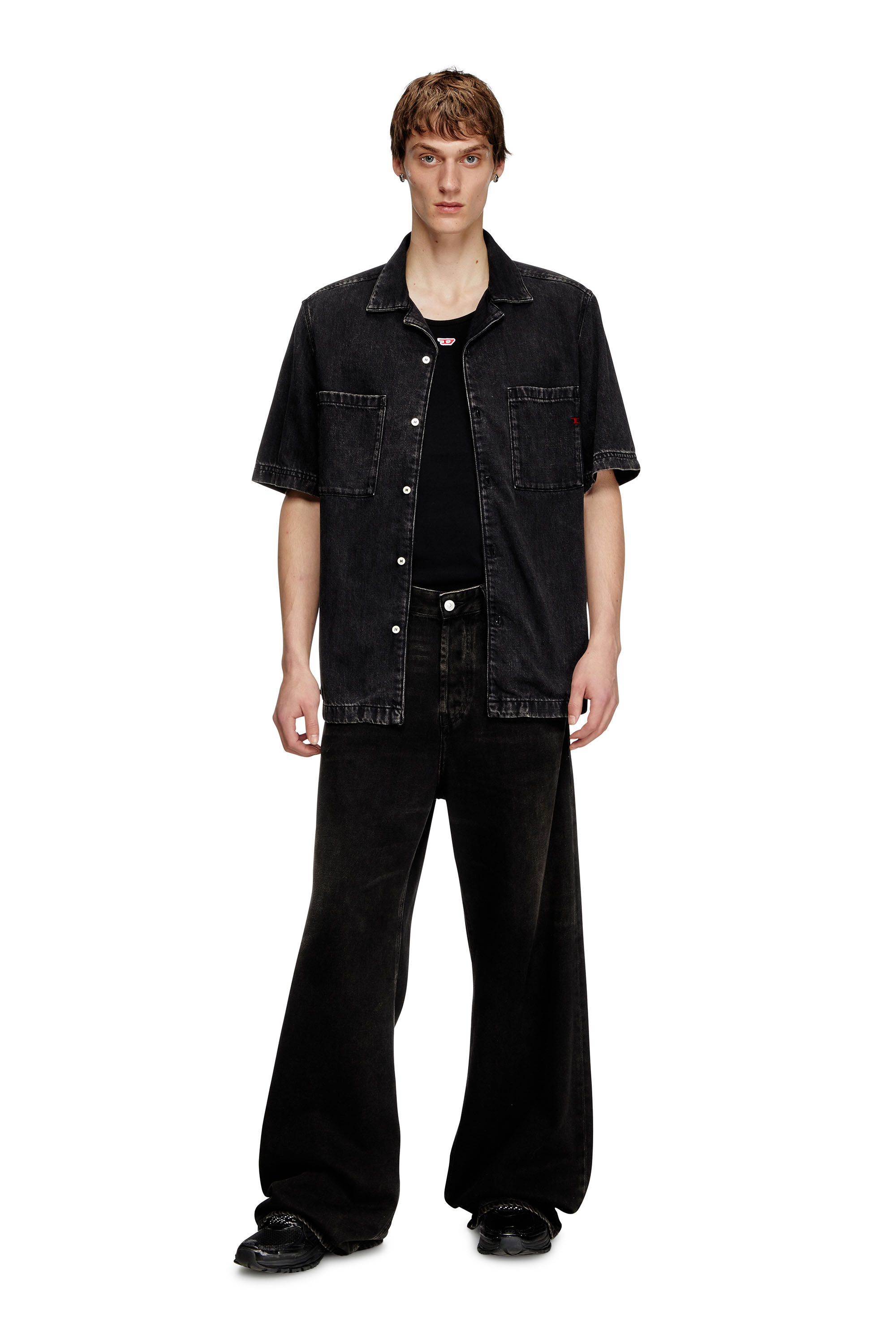 Diesel - D-PAROSHORT, Camicia bowling in denim Tencel Uomo in Nero - 1
