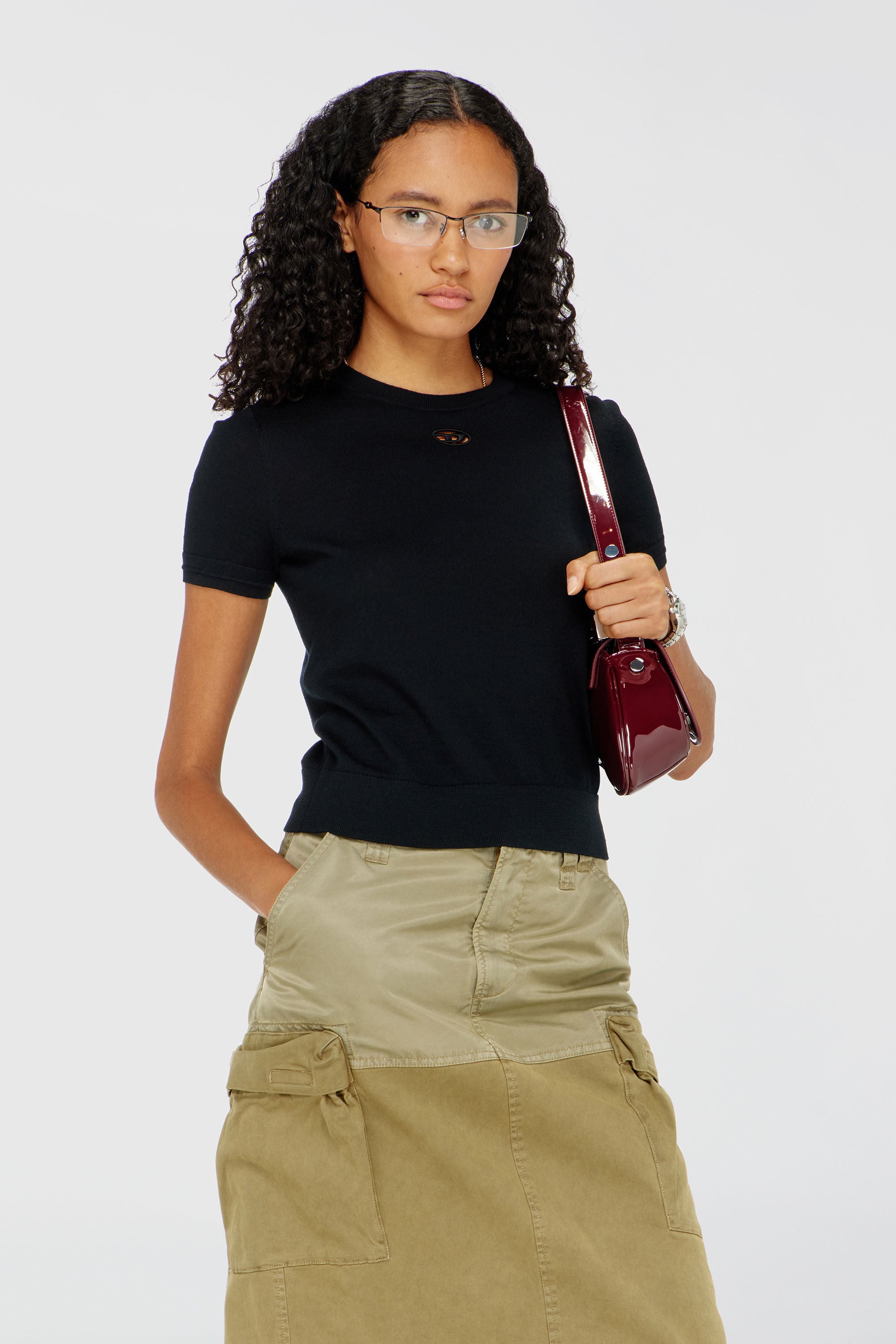 Diesel - M-ALINE, Maglia in lana a maniche corte Donna in Nero - 3