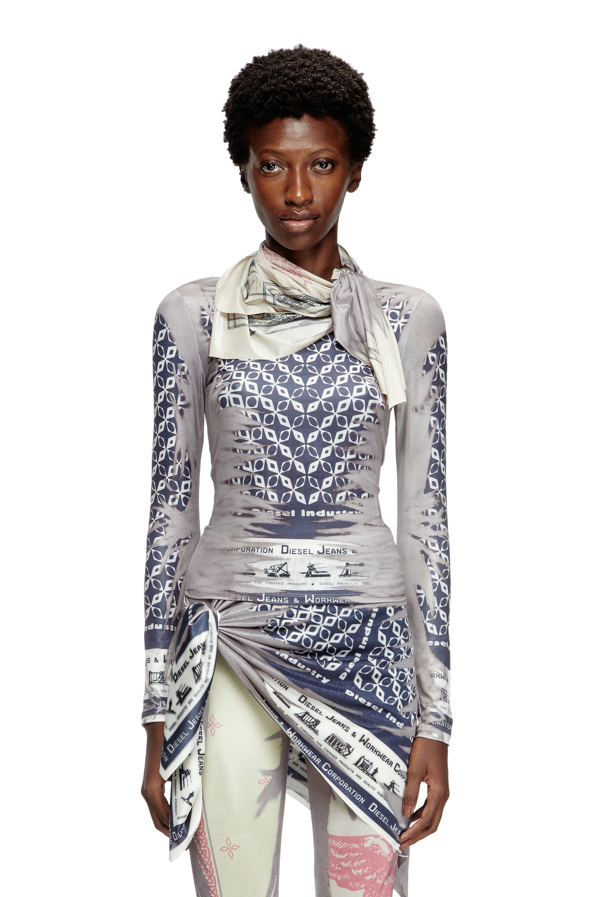 Diesel - T-ANDA, Top con bandana annodata al collo Donna in Multicolor - 3
