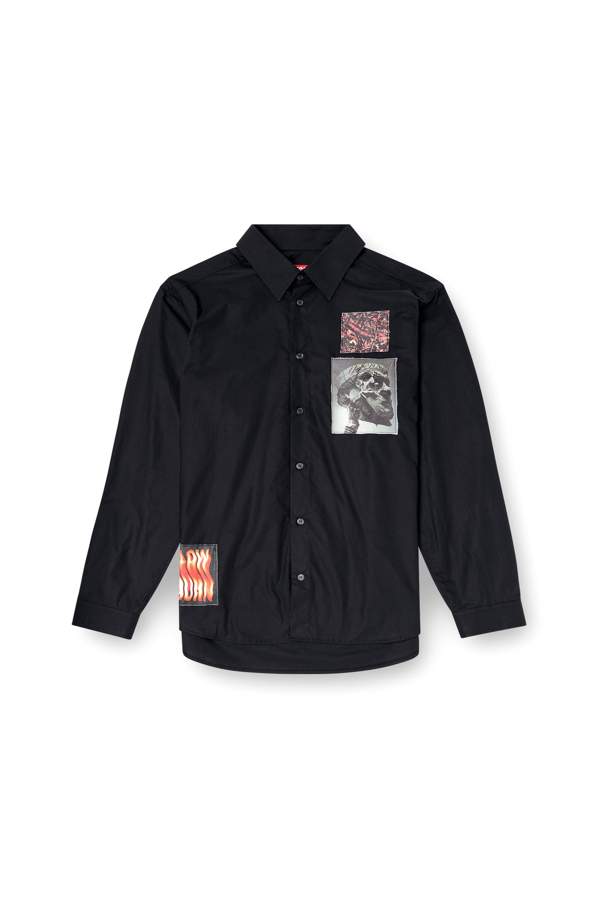 Diesel - S-HARVEY, Camicia in popeline di cotone con patch Uomo in Nero - 2