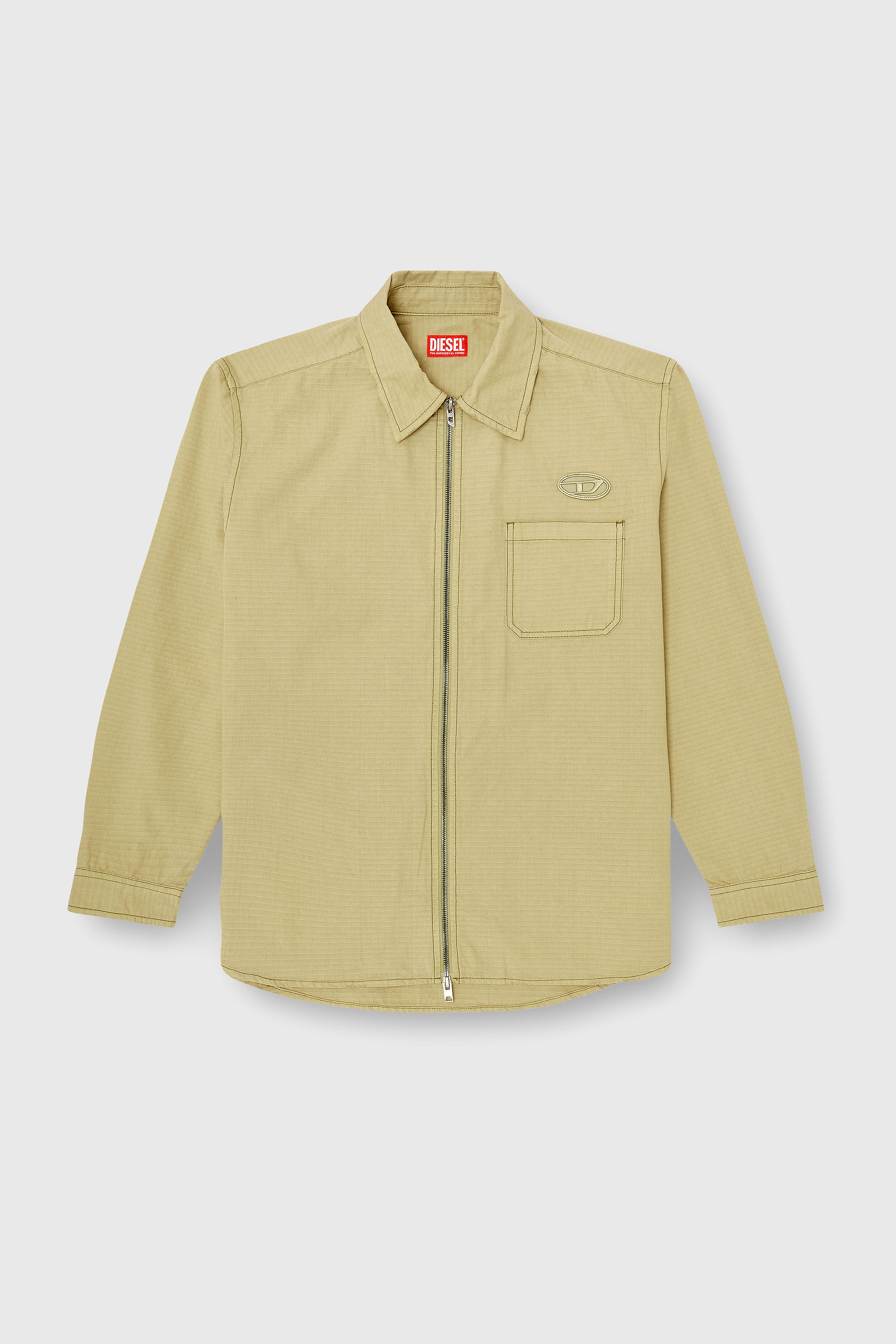 Diesel - S-ALIAS-ZIP, Camicia in ripstop con chiusura a zip Uomo in Beige - 2