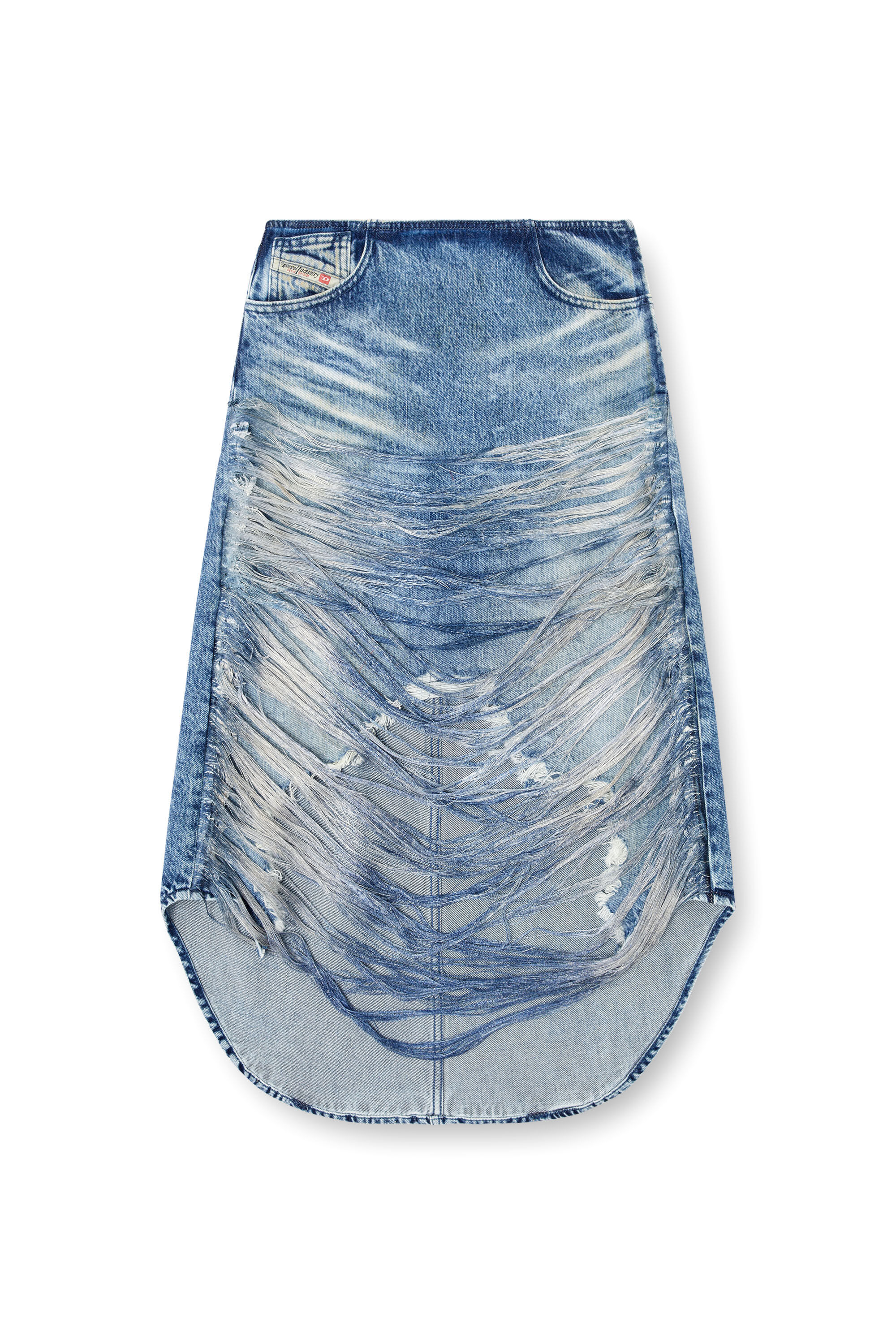 Diesel - DE-PLUMY-FSG, Gonna midi in denim con frange Donna in Blu - 2