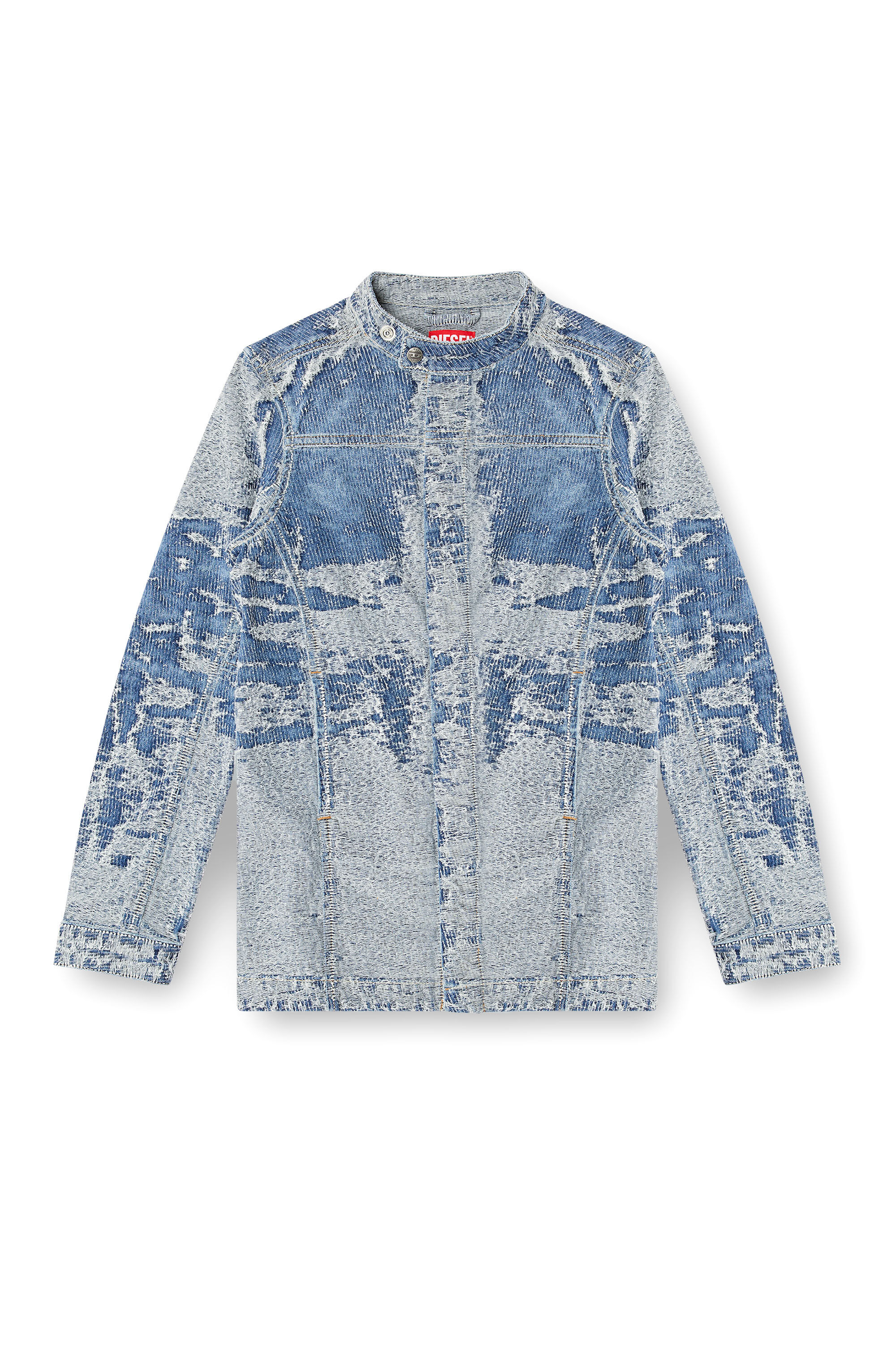 Diesel - DE-MOR-S1, Giacca in denim jacquard distressed Donna in Blu - 2
