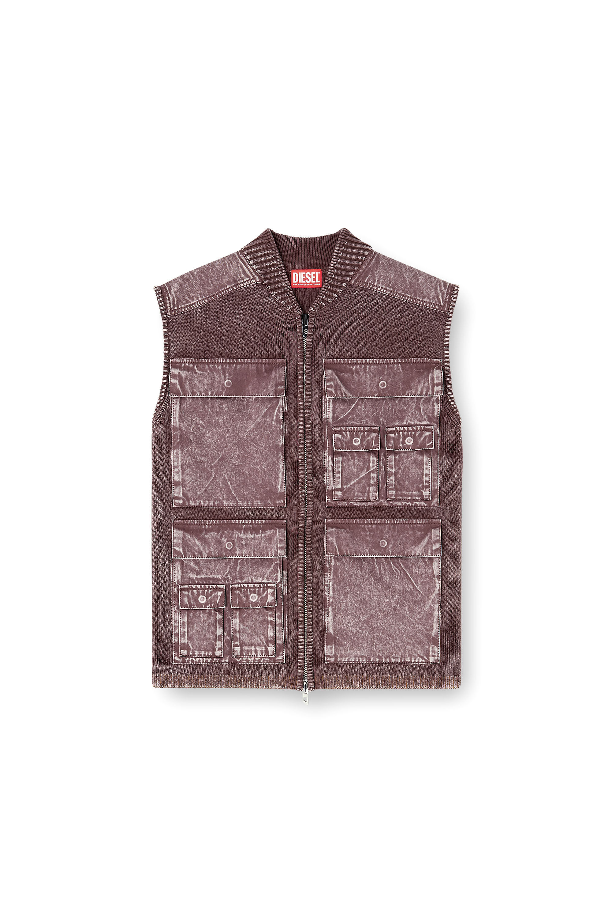 Diesel - K-GIULIUS, Gilet lavorato a maglia con zip e tasche cargo Uomo in ToBeDefined - 2