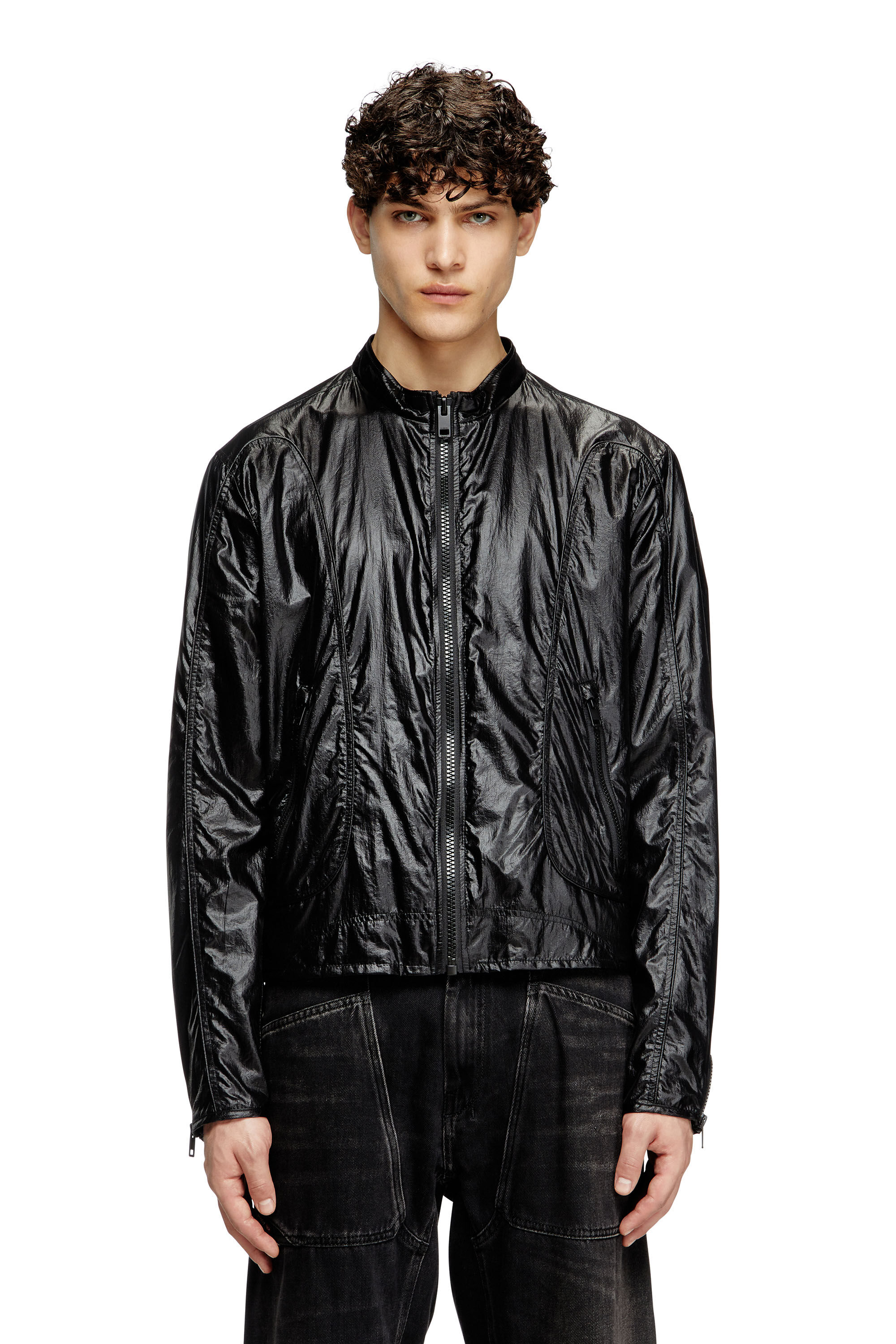 Diesel - J-CLAYS, Giacca biker in ripstop lucido Uomo in Nero - 3