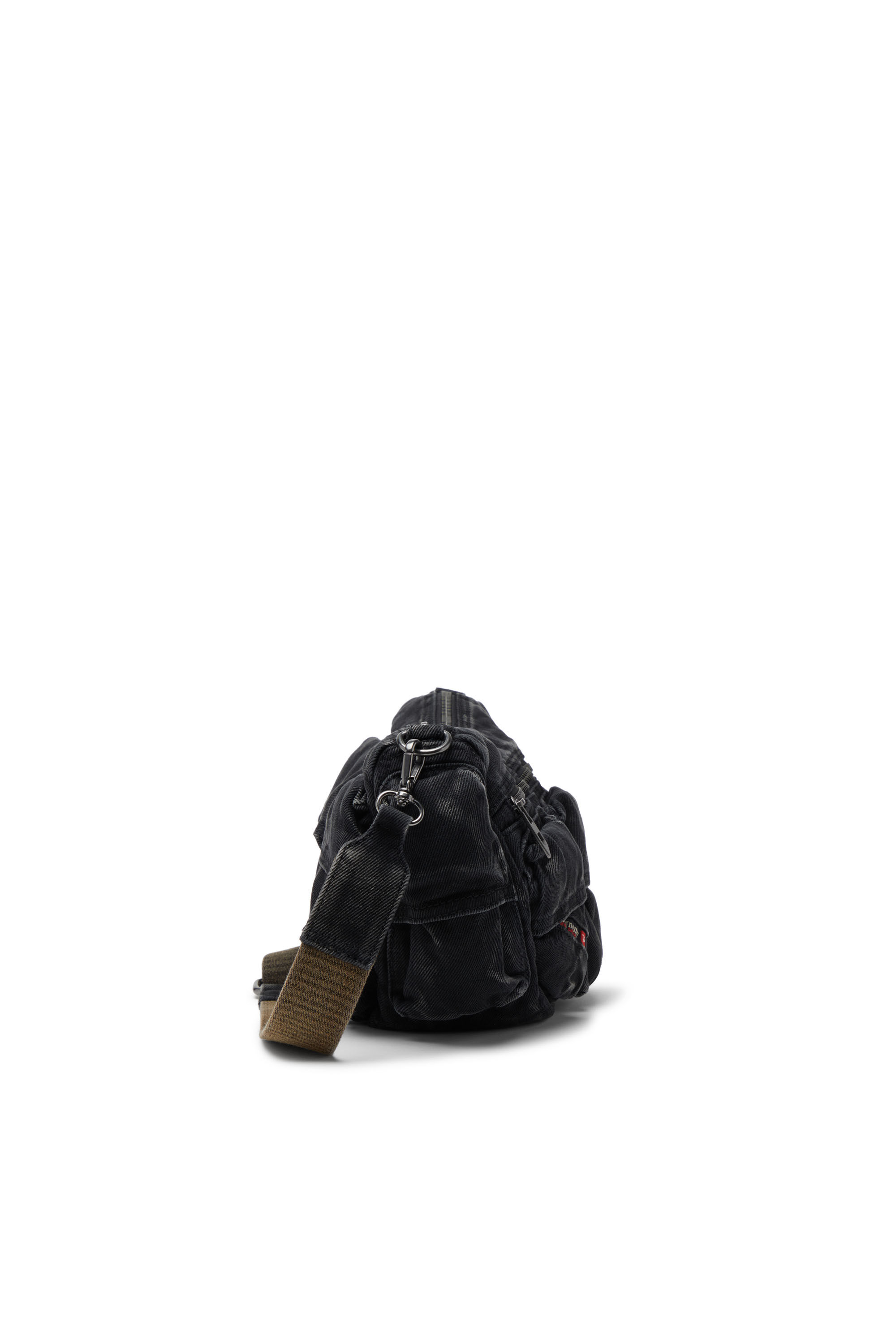 Diesel - MULTI-PKTS SHOULDER BAG X, Multi-Pkts-Borsa multipocket in denim washed Unisex in Nero - 4