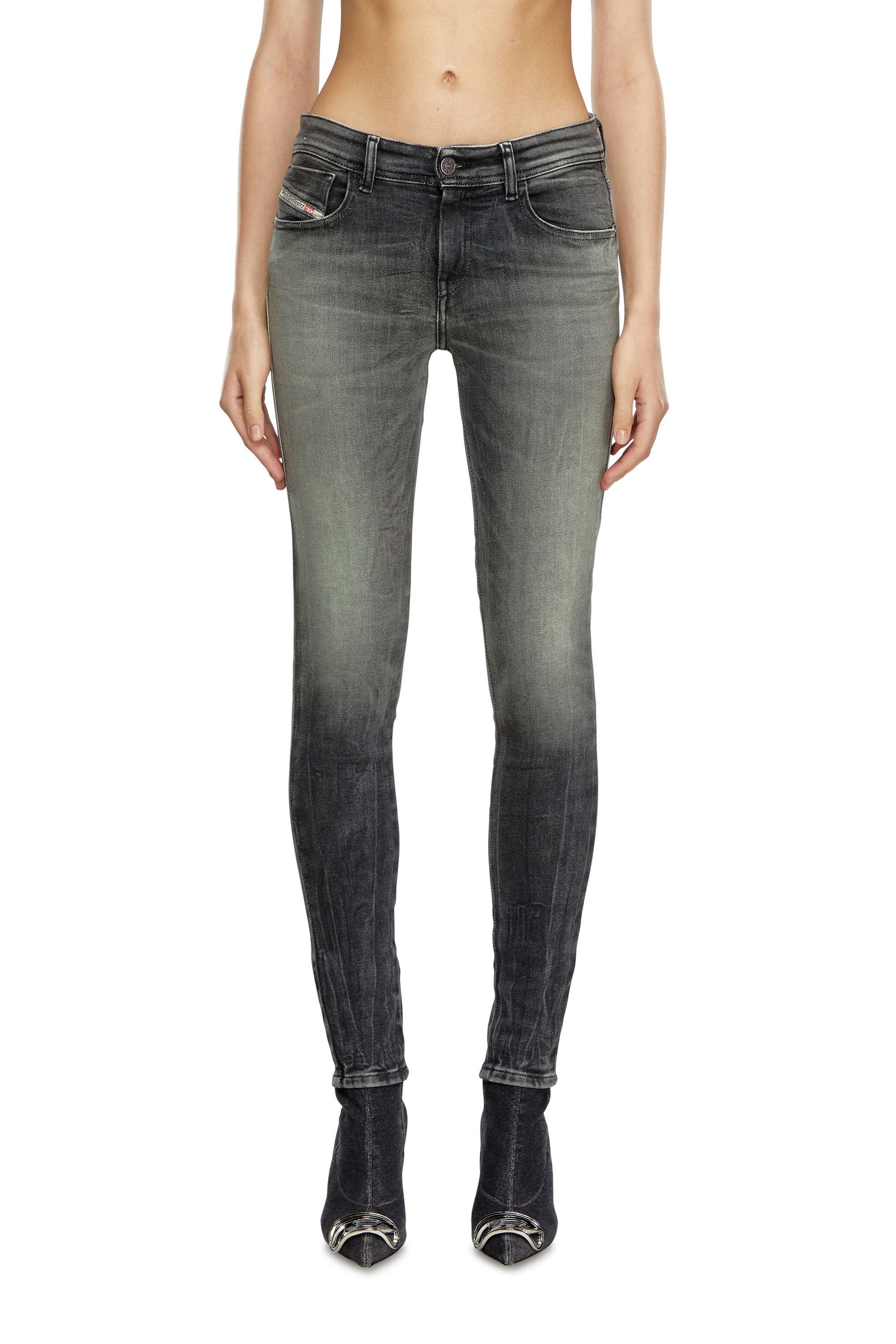 Diesel - Donna Super skinny Jeans 2017 Slandy 09J08, Nero/Grigio scuro - Image 3